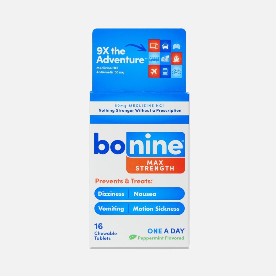 Bonine&reg; MAX Motion Sickness Relief Chewable Tablets, Peppermint, 16 ct., , large image number 0