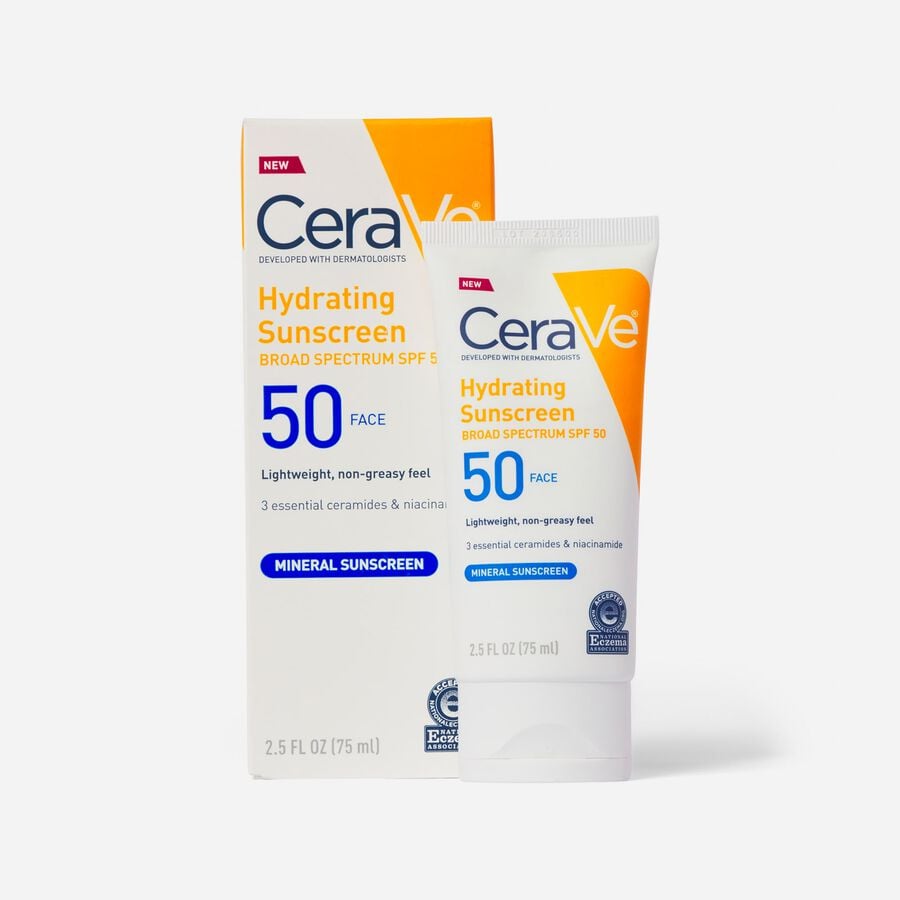 CeraVe Hydrating Mineral Face Sunscreen, 2.5 fl oz., , large image number 2