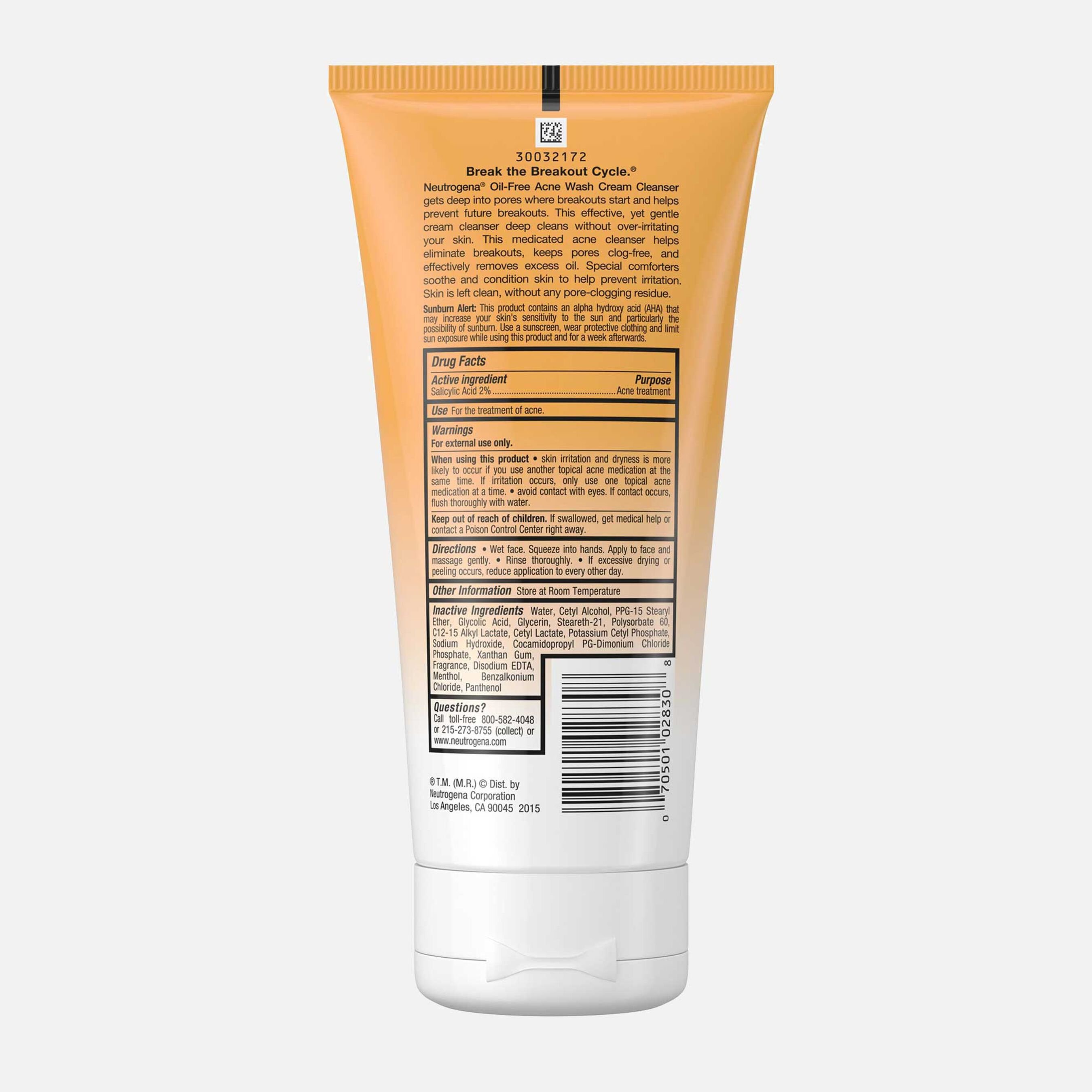 FSA Eligible Neutrogena OilFree Acne Wash Cream Cleanser, 6.7 fl oz. FSA Store