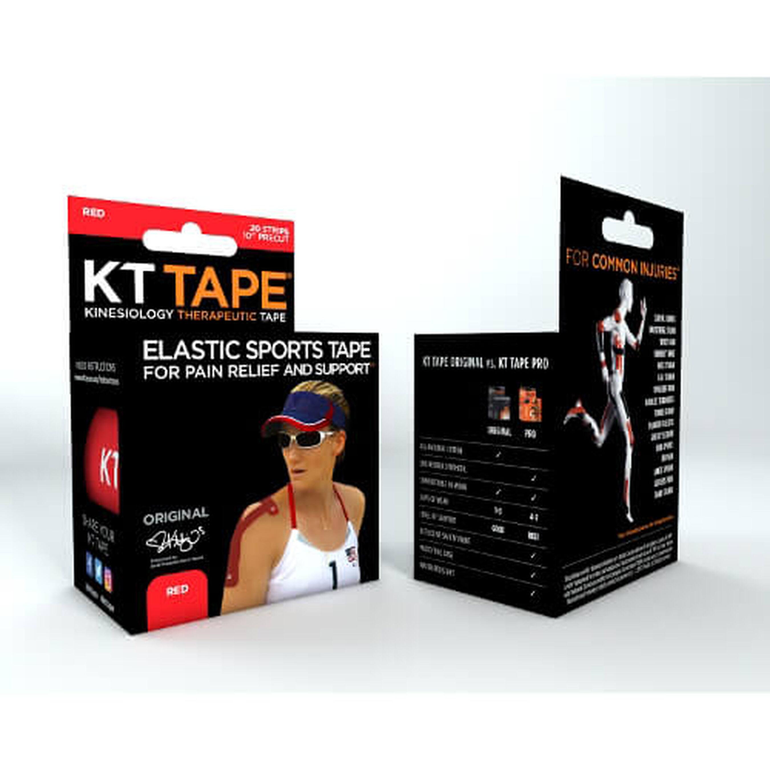 KT TAPE Original, Precut, 20 Strip, Cotton, Red