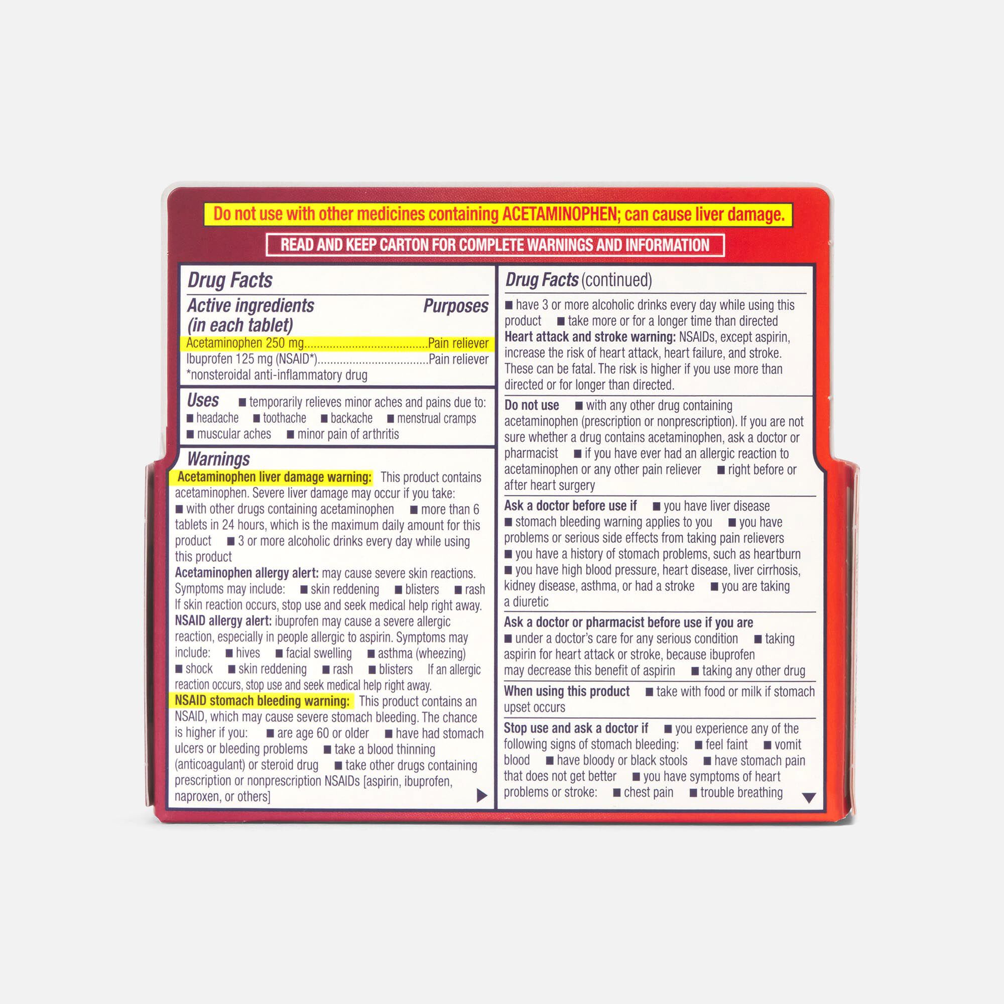 FSA Eligible Motrin Dual Action - Motrin Dual Action With Tylenol Caplets 80 Ct 40346 002 