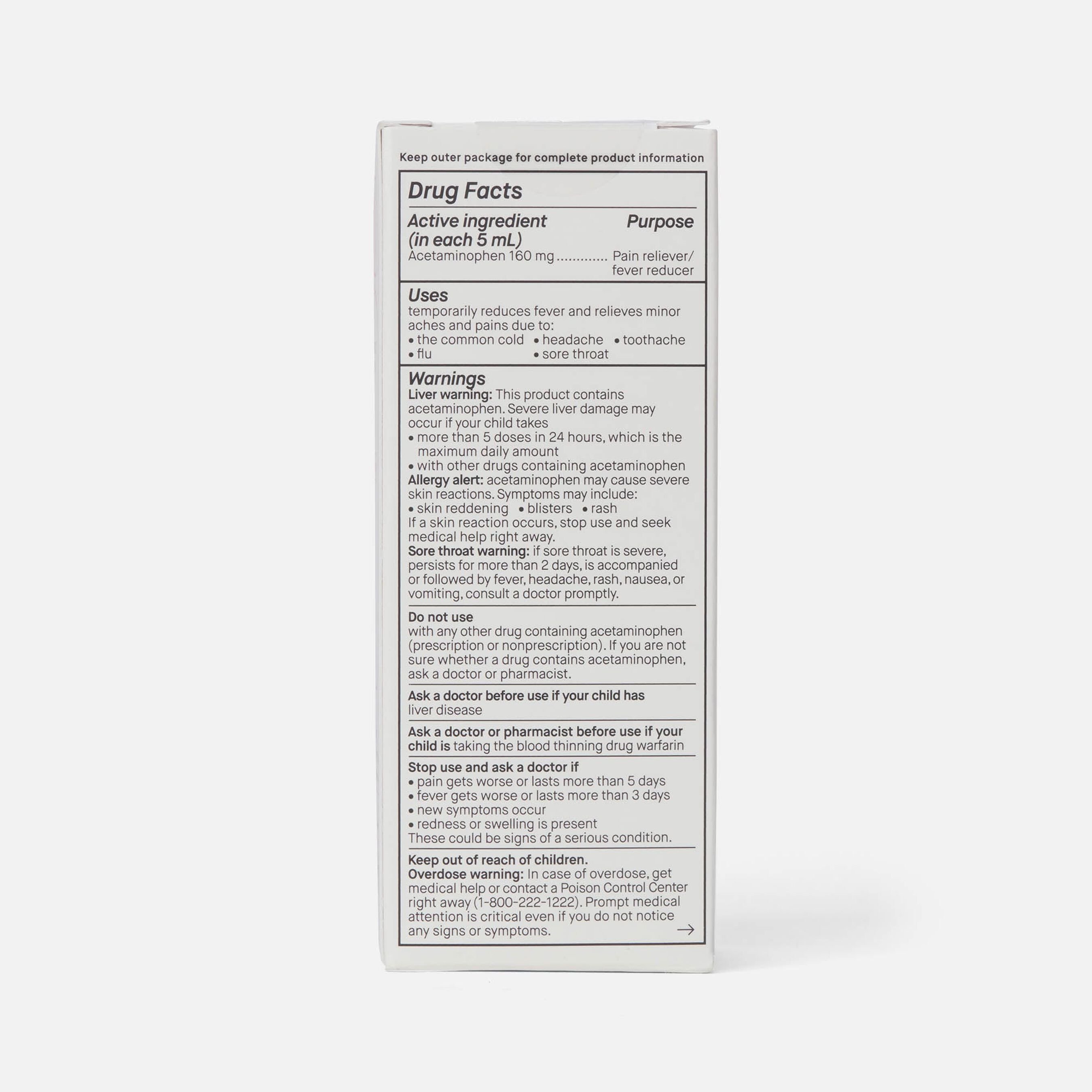 FSA Eligible Genexa Kid's Pain & Fever Acetaminophen Oral Suspension, 4