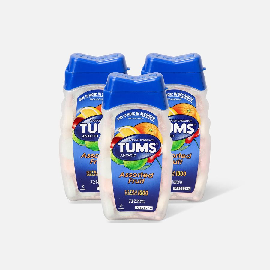 TUMS Ultra Strength Assorted Fruit Antacid Chewable Tablets for Heartburn Relief, 72 ct. (3-Pack), , large image number 0