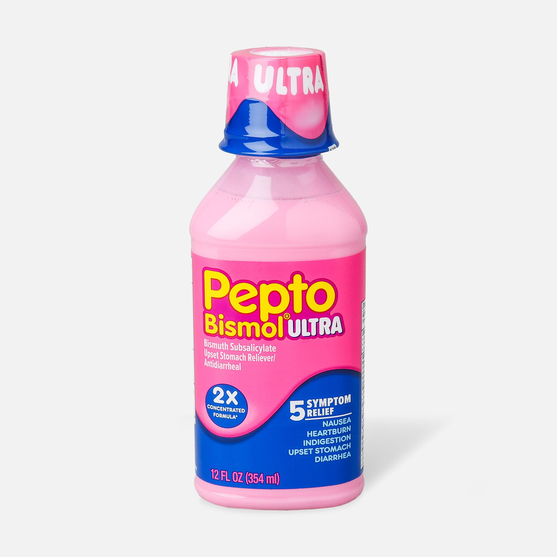 Pepto Bismol Ultra 5 Symptom Stomach Relief Liquid, Original, 12 Oz