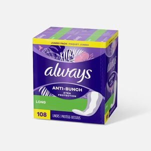 Always Panty Liners, Long, Unscented, 108 ct.