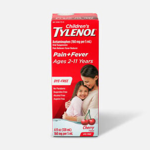 Tylenol Children's Pain and Fever Reliever, Dye Free Cherry Flavor, 4 fl oz.