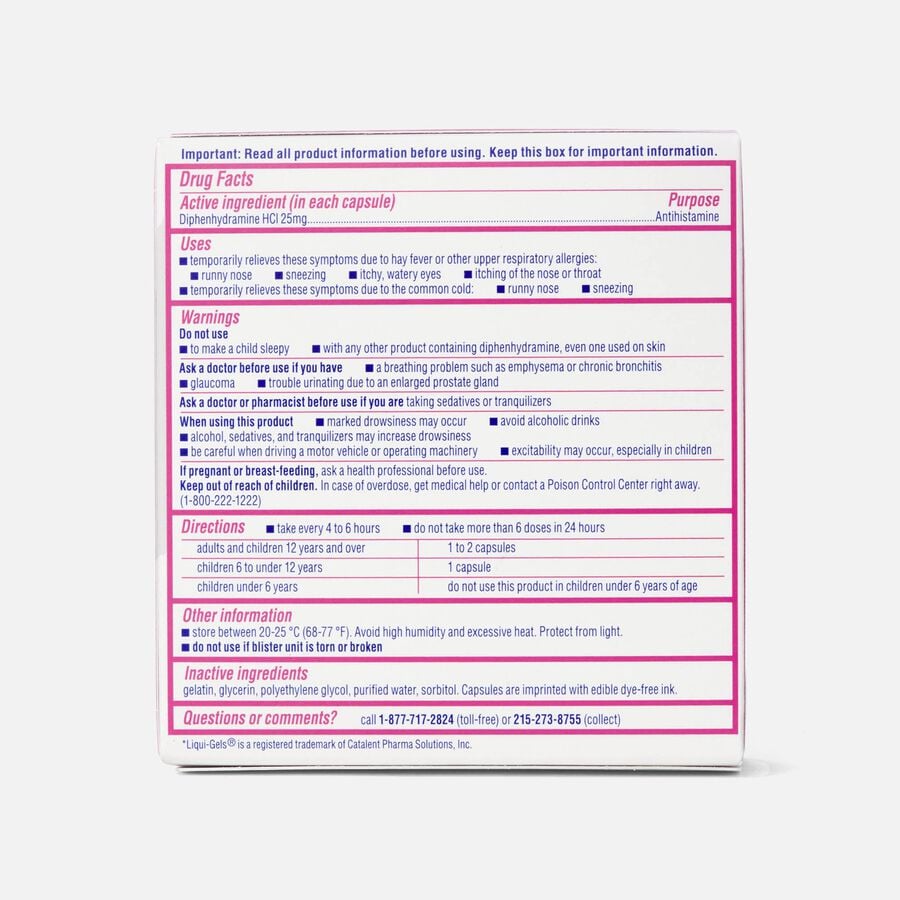 FSA Eligible Benadryl Allergy Relief Liquid Gels, 48 ct