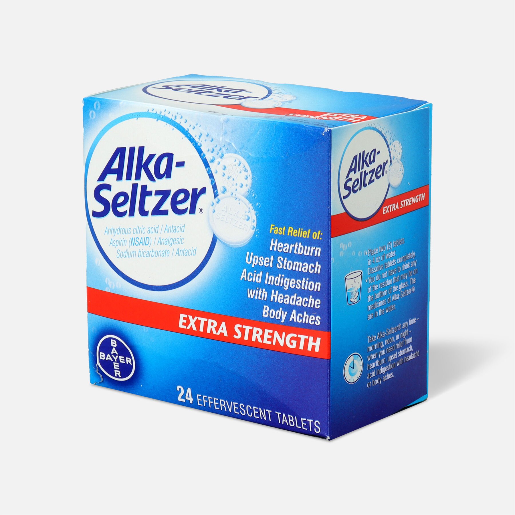 AlkaSeltzer Effervescent Tablets, Extra Strength, 24 ct.