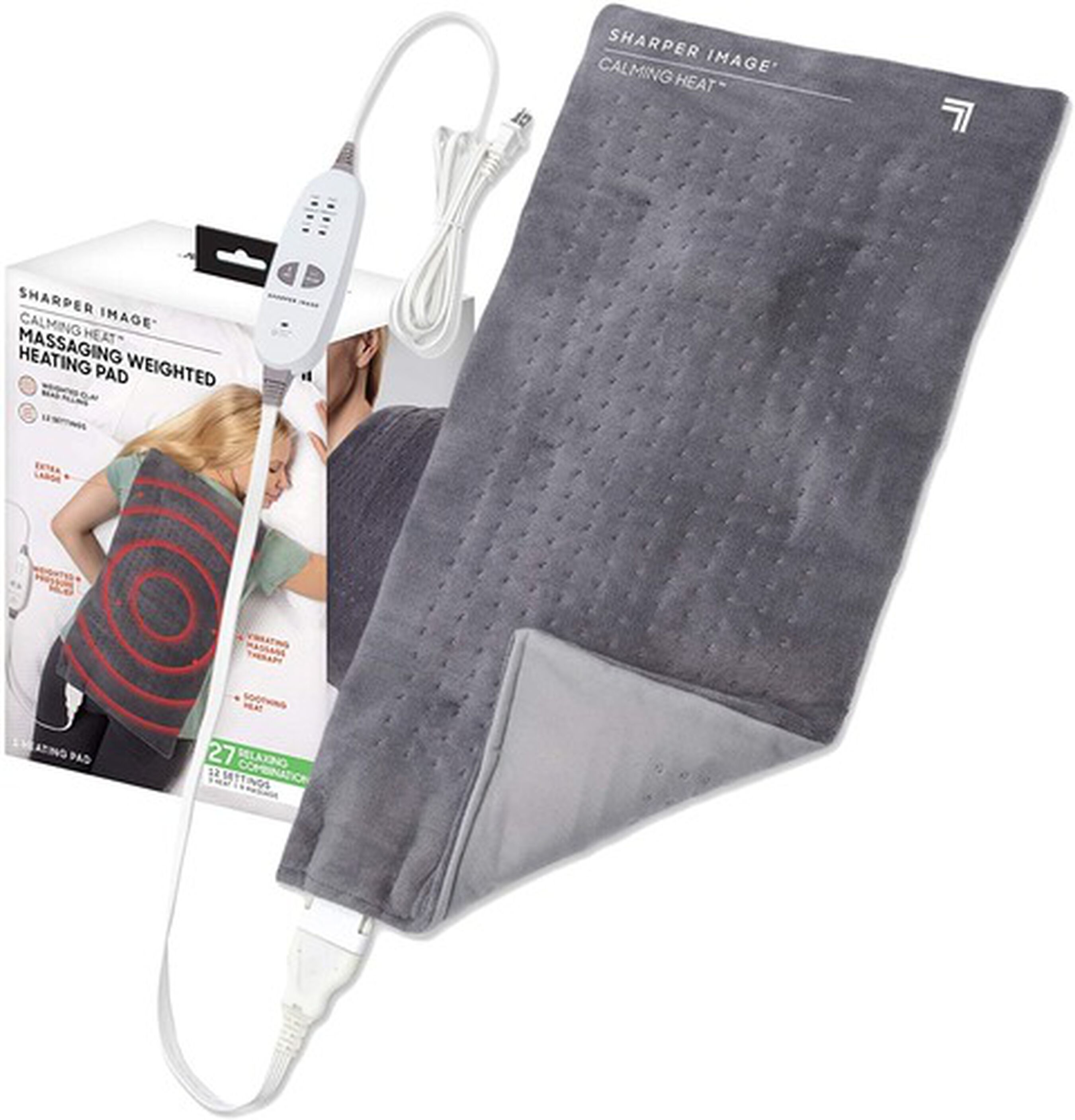 Sharper Image® Calming Heat Massaging Weighted Heating Pad, 12 Settings