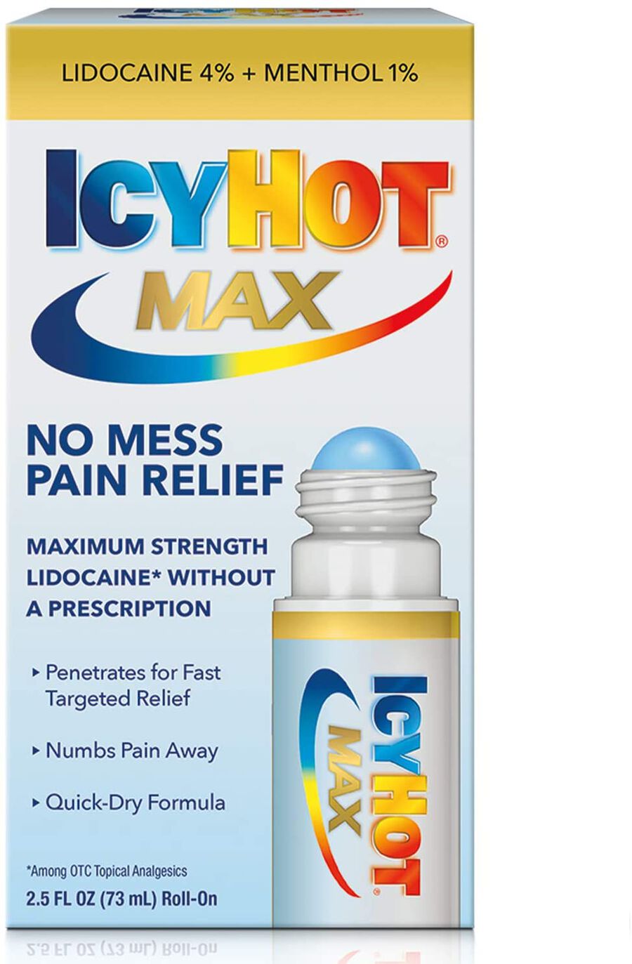 Icy Hot Max With Lidocaine + Menthol, RollOn, 2.5 oz