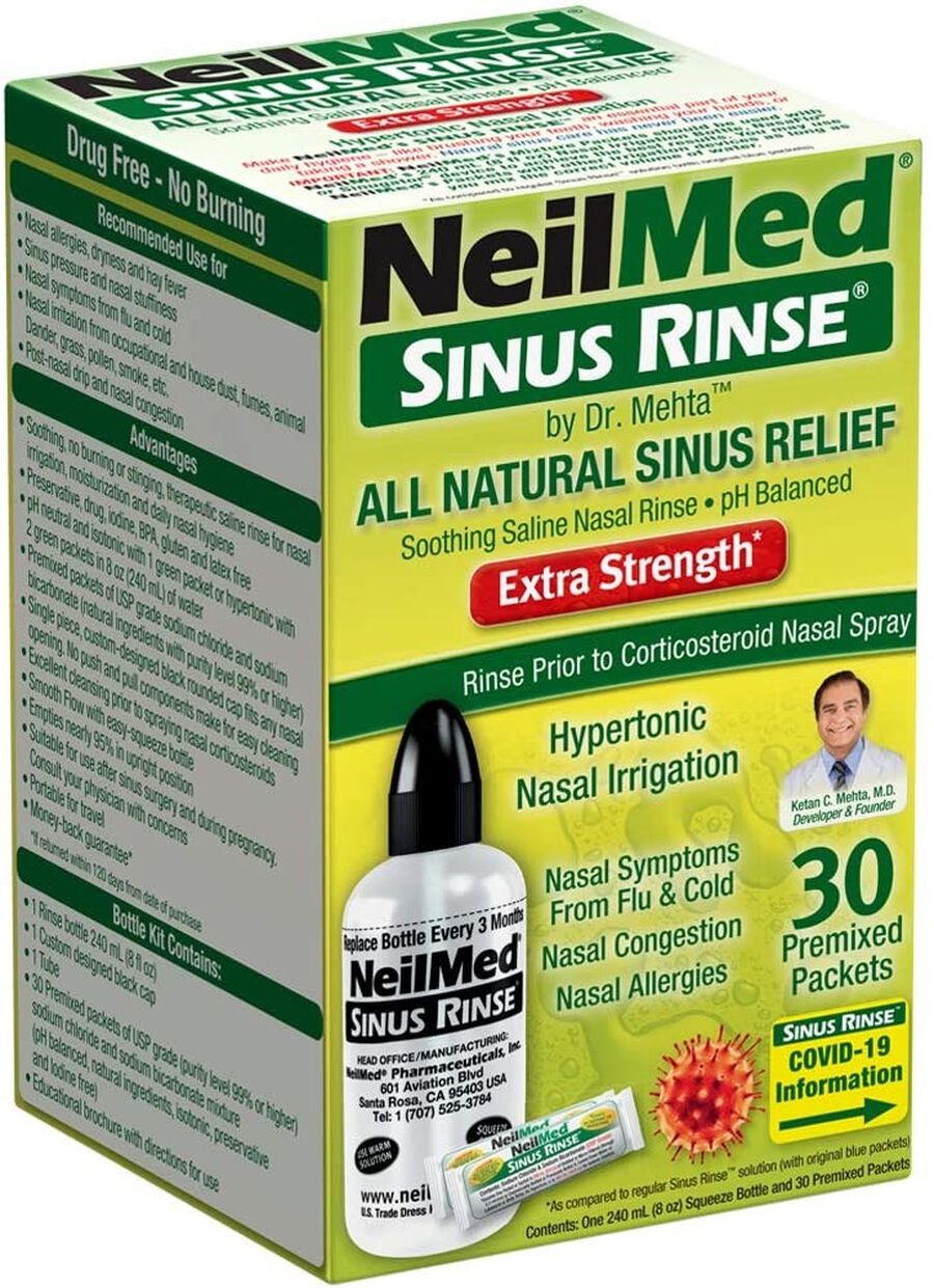 Sinus Rinse Hypertonic Kit With 30 Premixed Packets