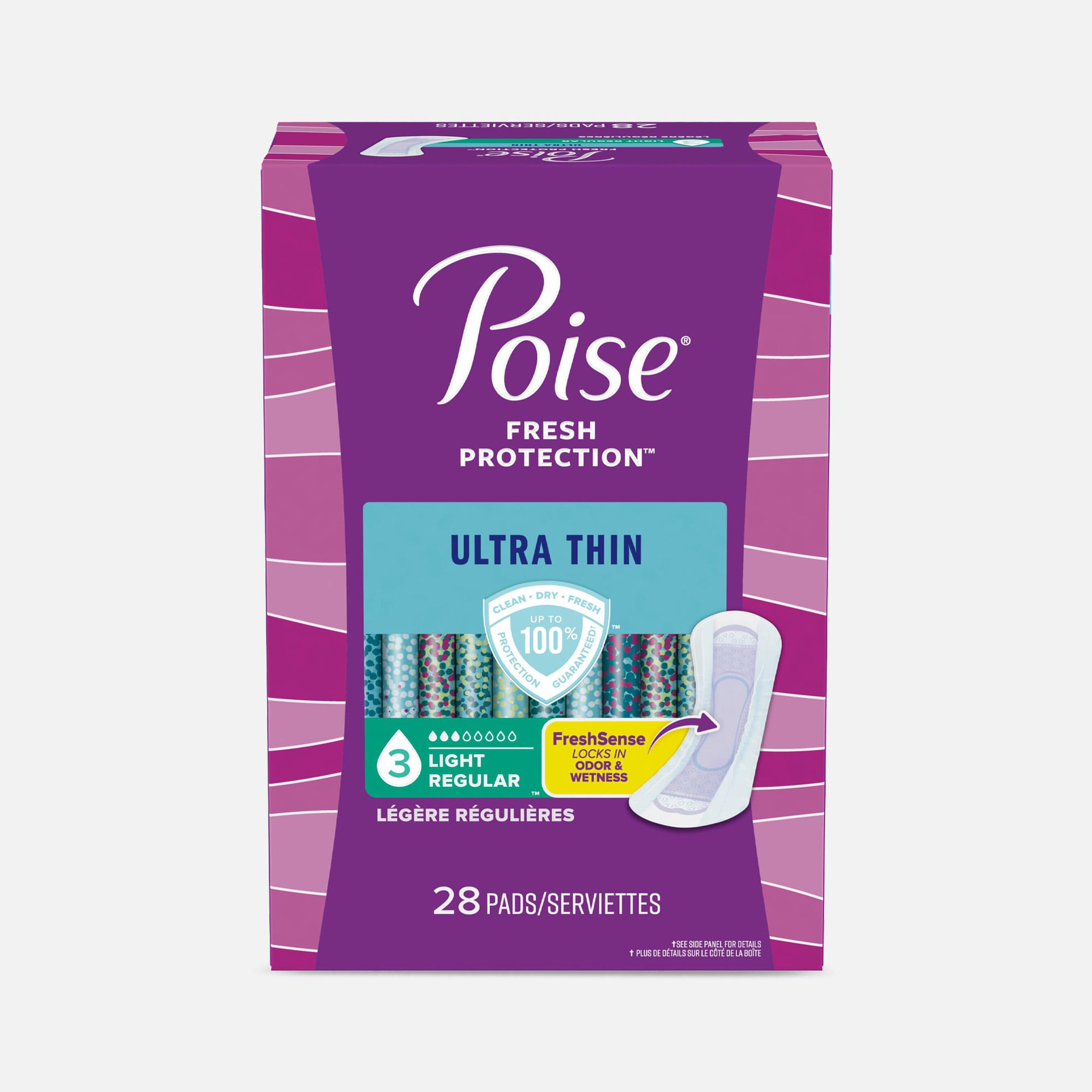 FSA Eligible Poise Ultra Thin Incontinence Pads, Light Absorbency