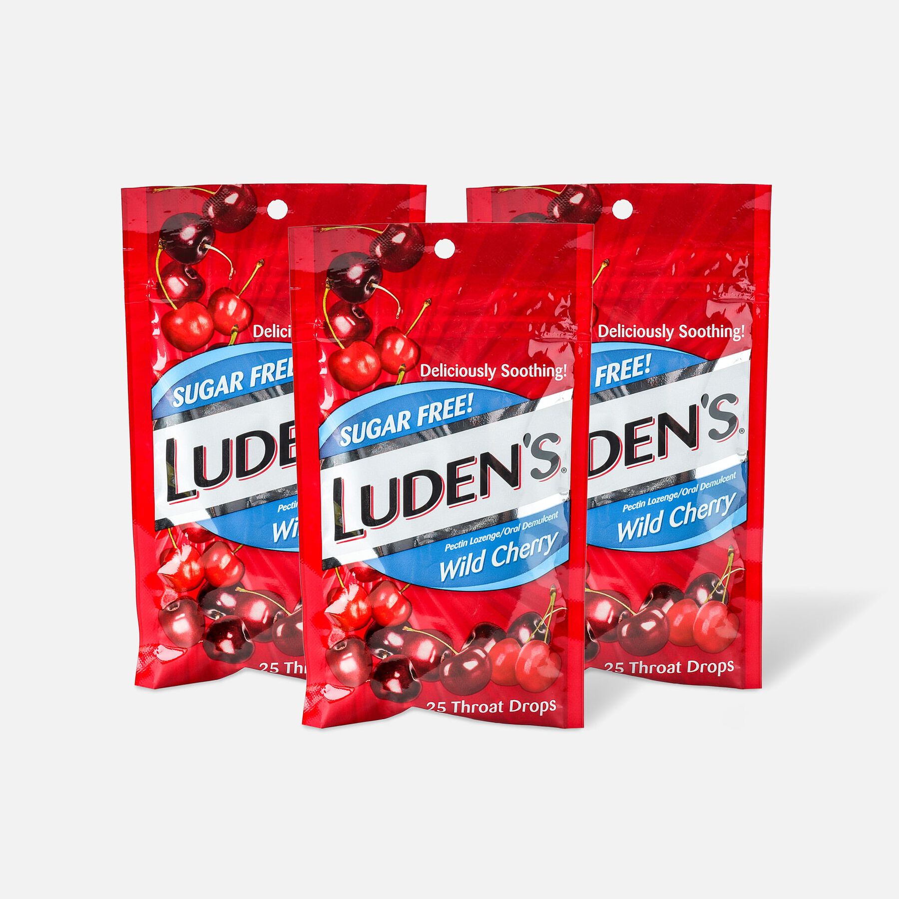 Luden's Wild Cherry Sugar Free Throat Drops, 25 ct. (3-Pack)