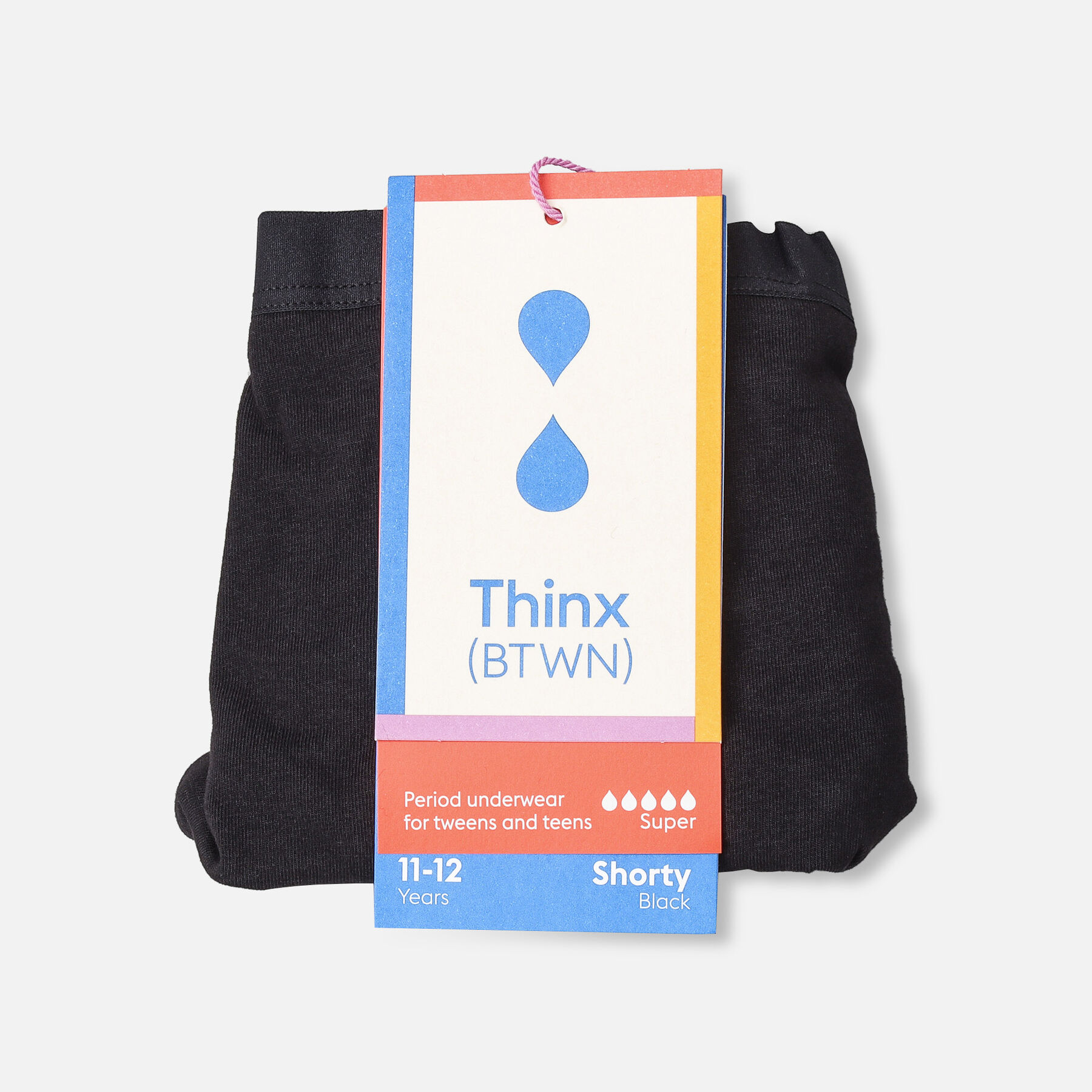 Thinx (BTWN) Period Underwear, Super Shorty, Black