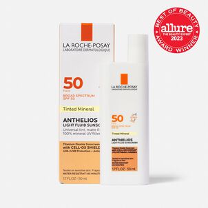 La Roche-Posay Anthelios 50 Mineral Sunscreen Tinted for Face, Ultra-Light Fluid SPF 50 with Antioxidants, 1.7 oz.
