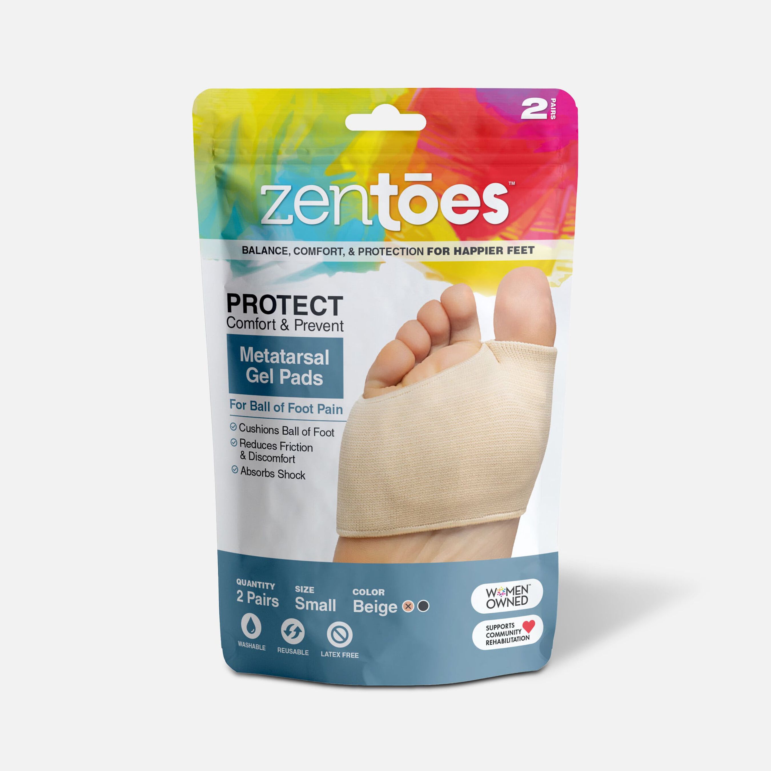 FSA Eligible ZenToes Fabric Metatarsal Sleeve with Sole Cushion Gel