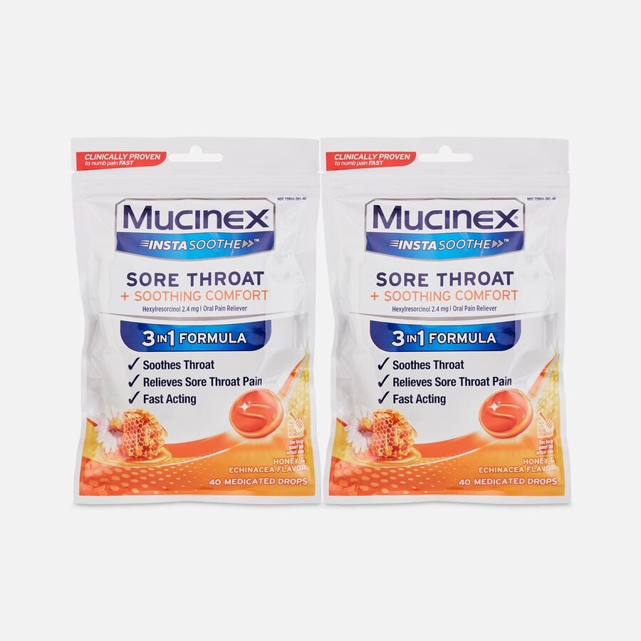 Mucinex InstaSoothe™ Sore Throat + Soothing Comfort - Honey & Echinacea, 40 ct. (2-Pack), , large image number 0