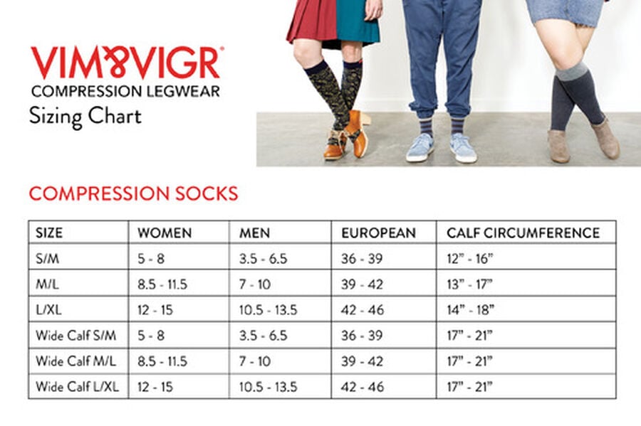 VIM & VIGR Nylon Compression Socks, Little Stripe Black & Gray, M/L, 30-40 mmHg, , large image number 4