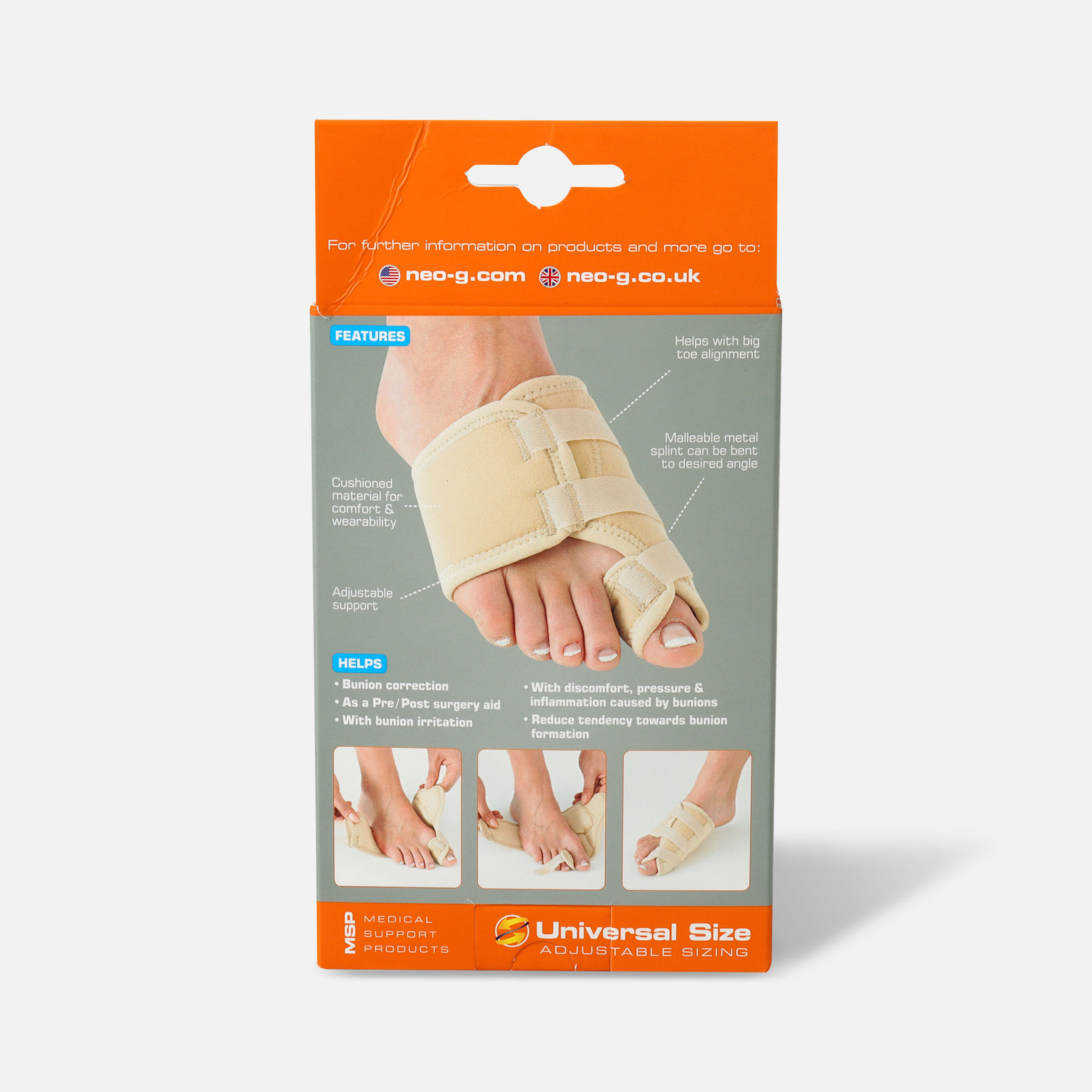 Neo G Bunion Correction System, Hallux Valgus Soft Support, One Size, Right