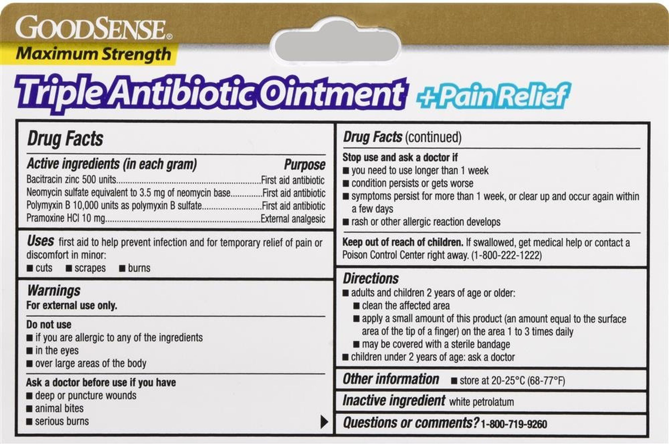 GoodSense® Max Strength Triple Antibiotic Ointment+ Pain Relief, 1 oz