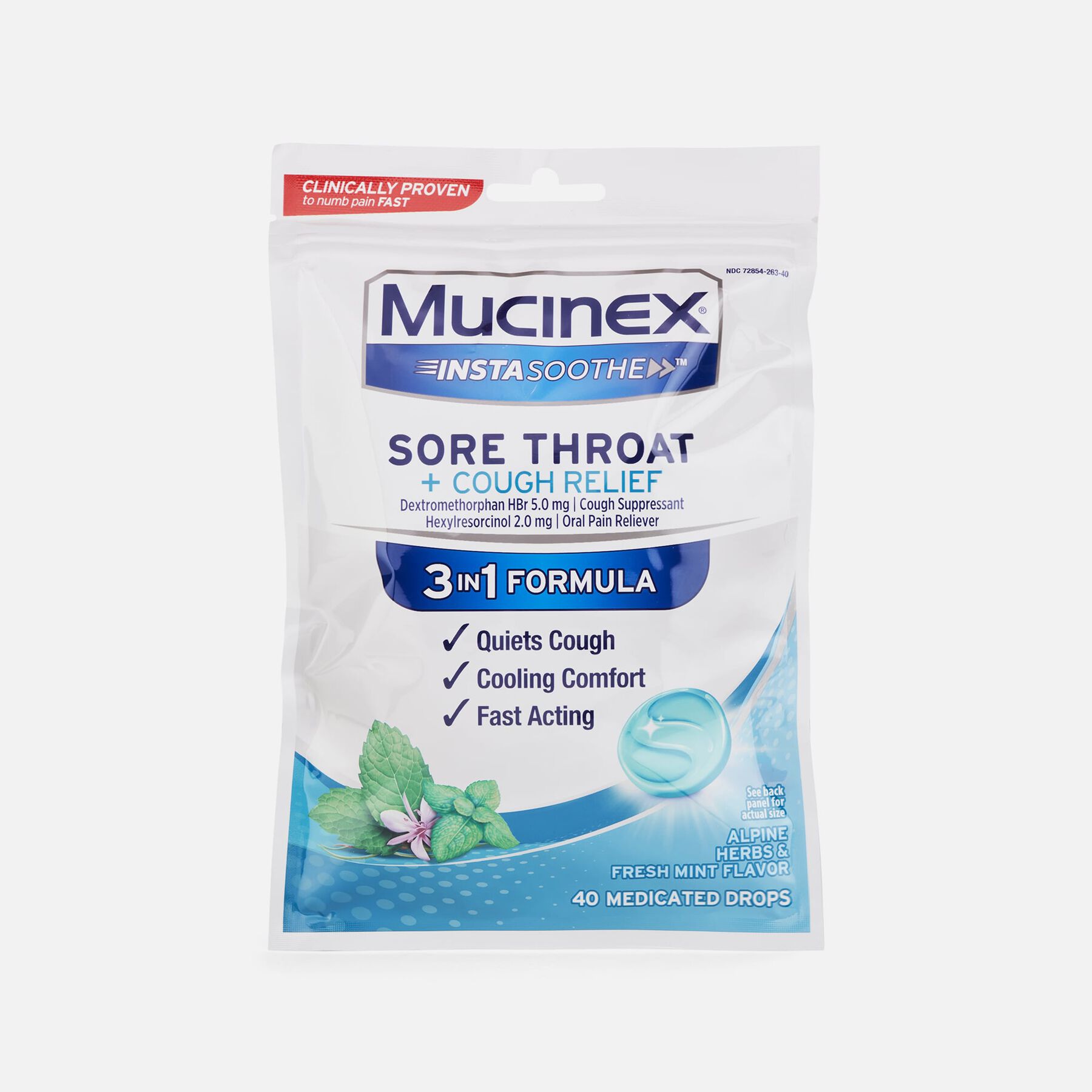 FSA Eligible Mucinex InstaSoothe Sore Throat + Cough Relief Alpine