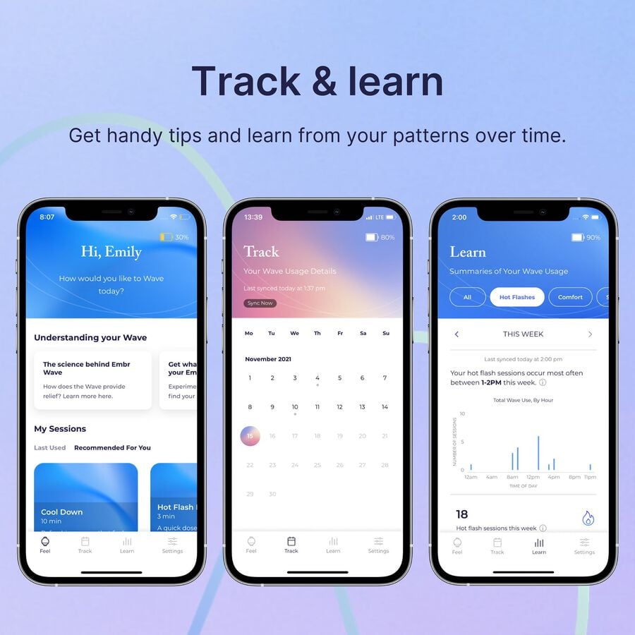 Embr Wave Hot Flash Relief Wristband, Black, Black, large image number 3