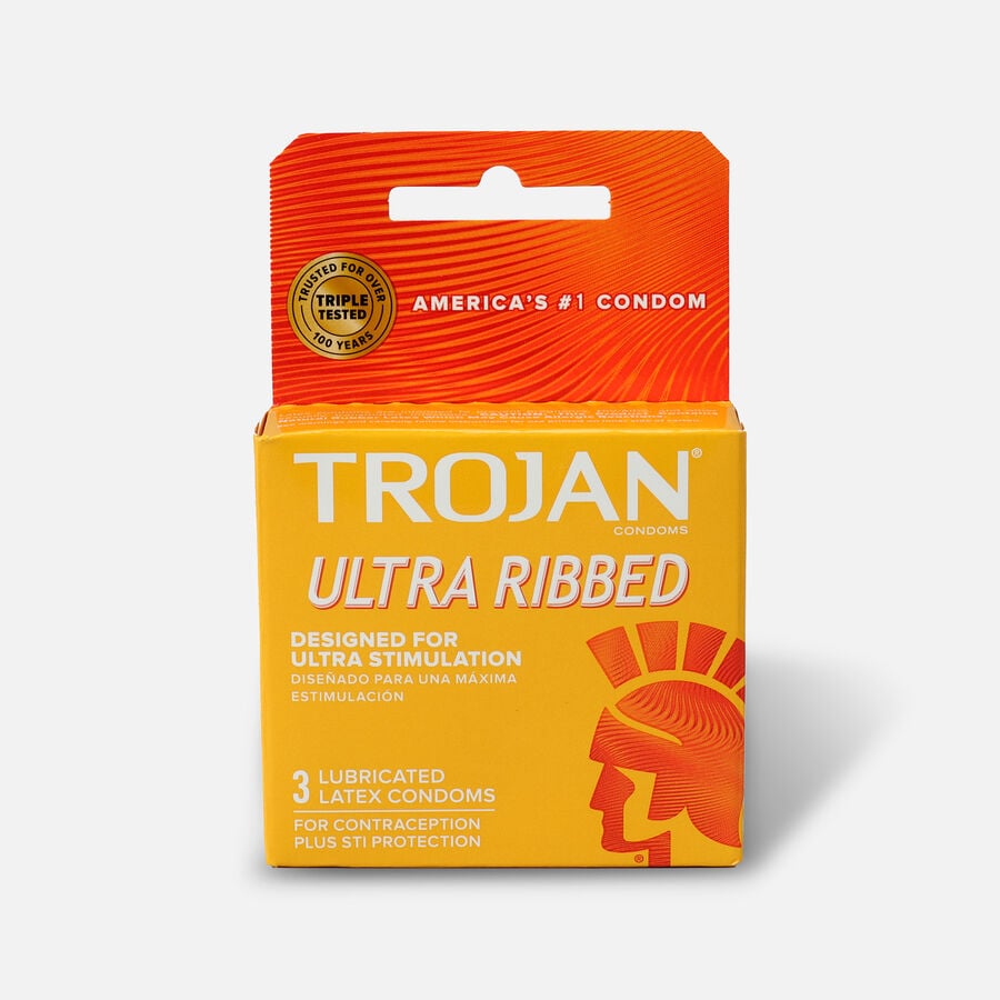 Trojan Ultra Ribbed Lubricated Latex Condoms, 36 ct., , large image number 0