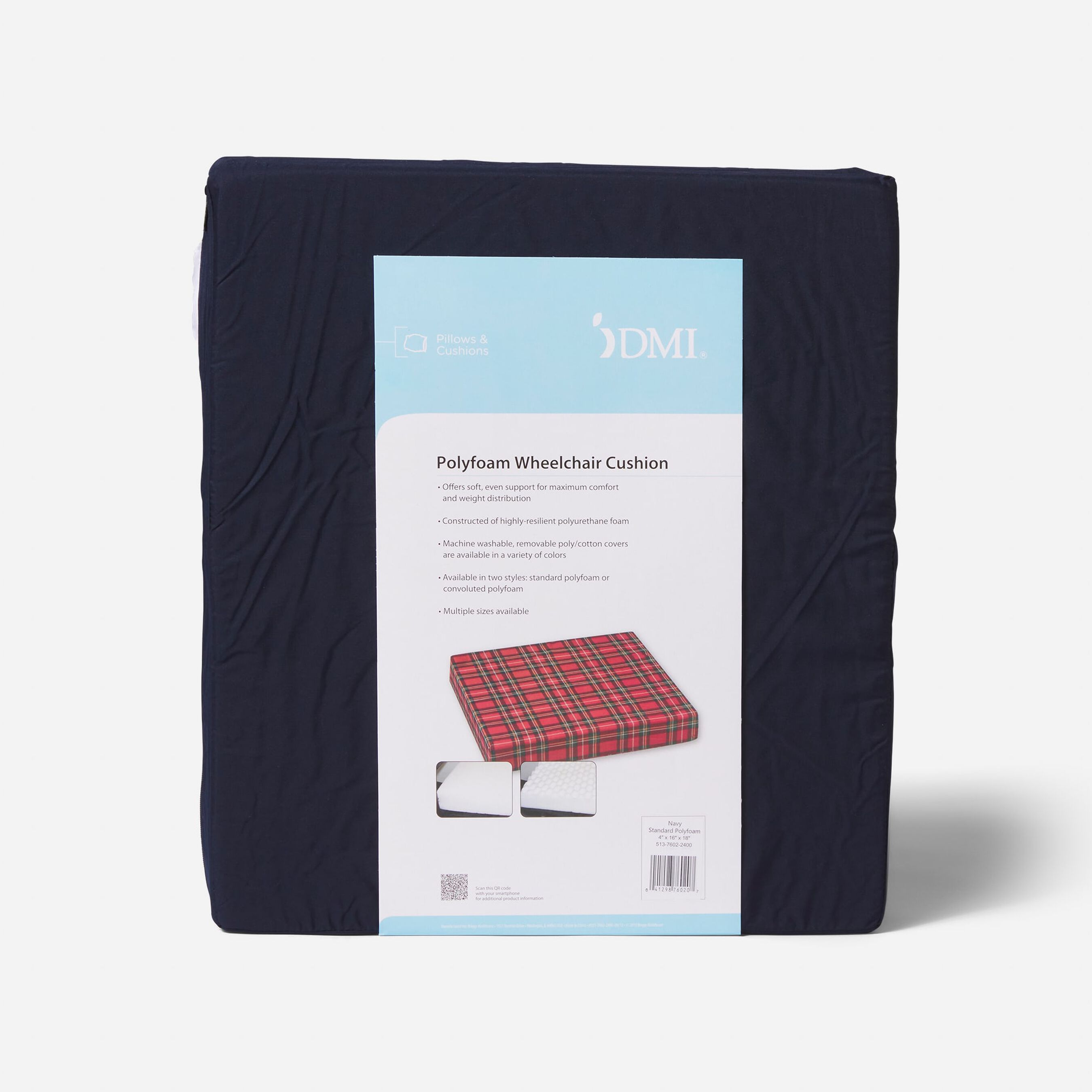 FSA Eligible DMI Foam Seat Cushion for Wheelchair or Chair, Blue FSA