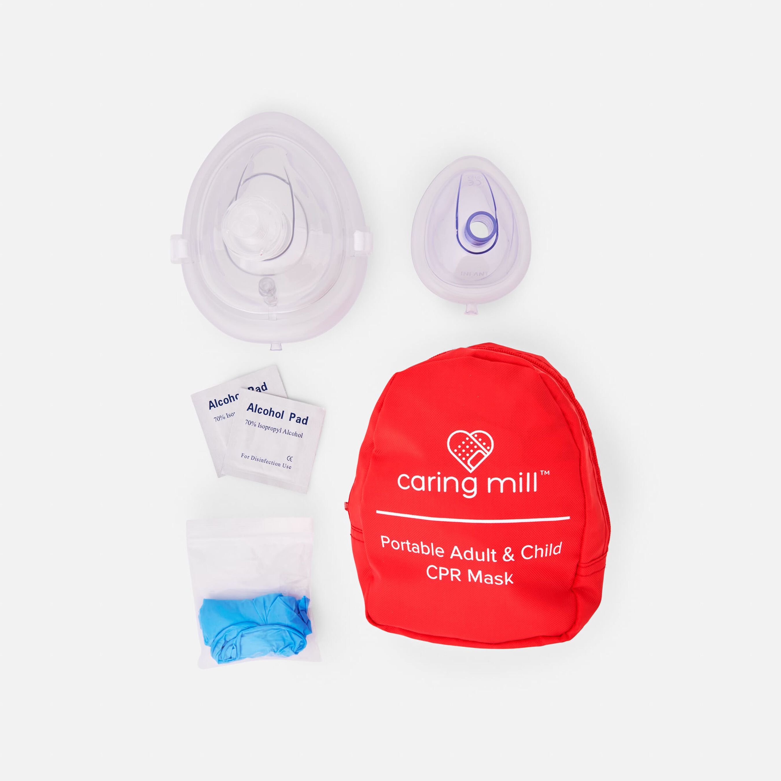 FSA Eligible Caring Mill First Aid Adult and Infant CPR Mask Combo Kit