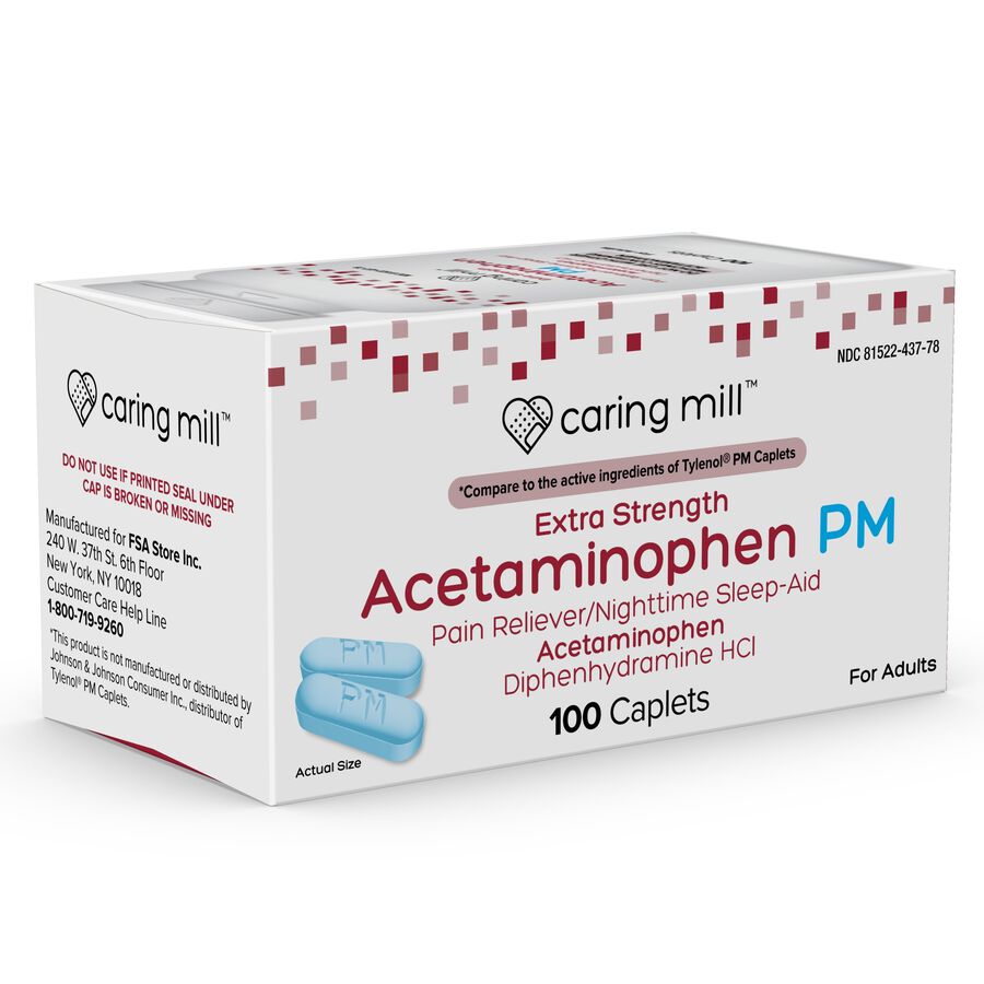 Caring Mill ™ Extra Strength Acetaminophen PM Caplets, 100 ct., , large image number 4