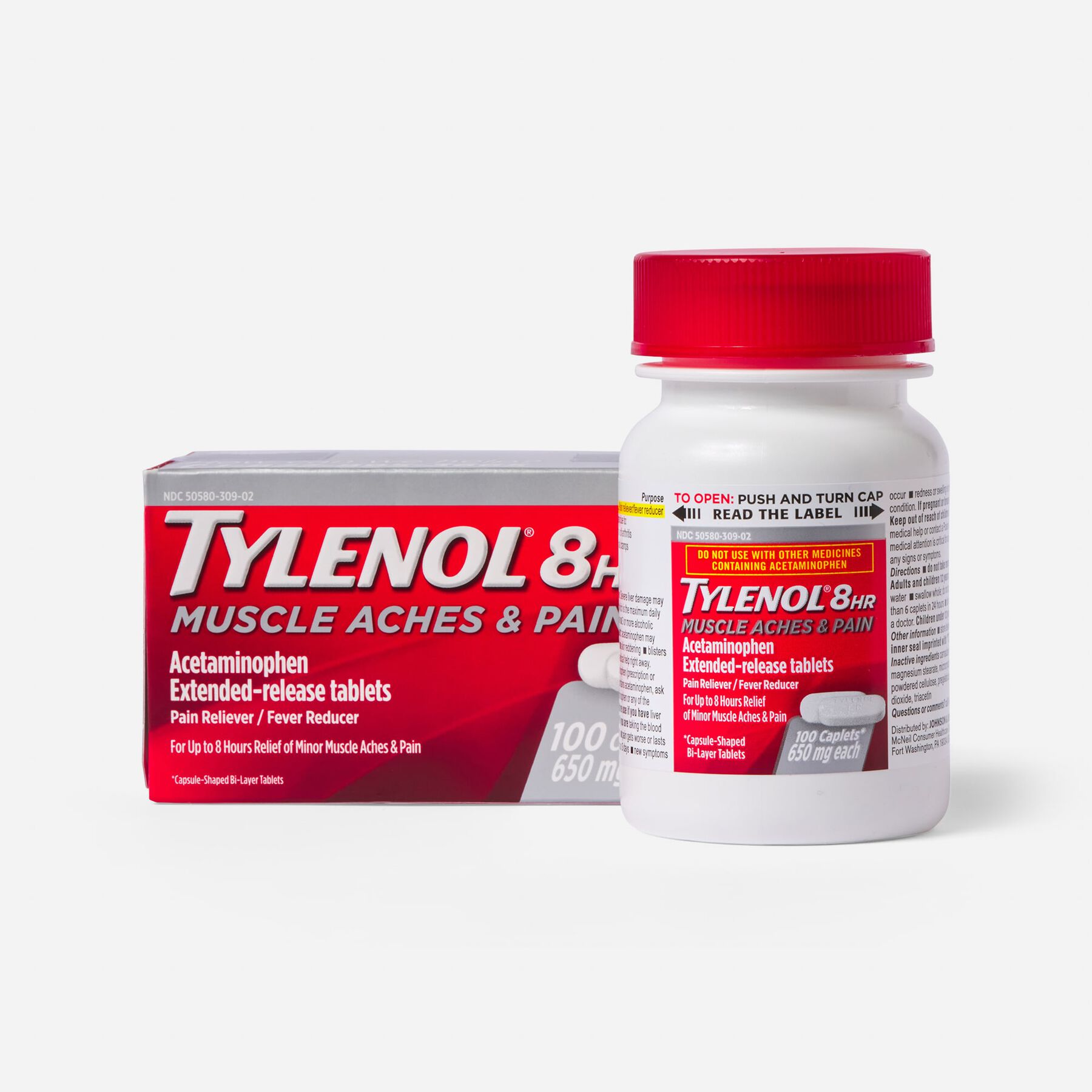 Tylenol 8 HR Muscle Aches and Pain Caplets, 100 ct.