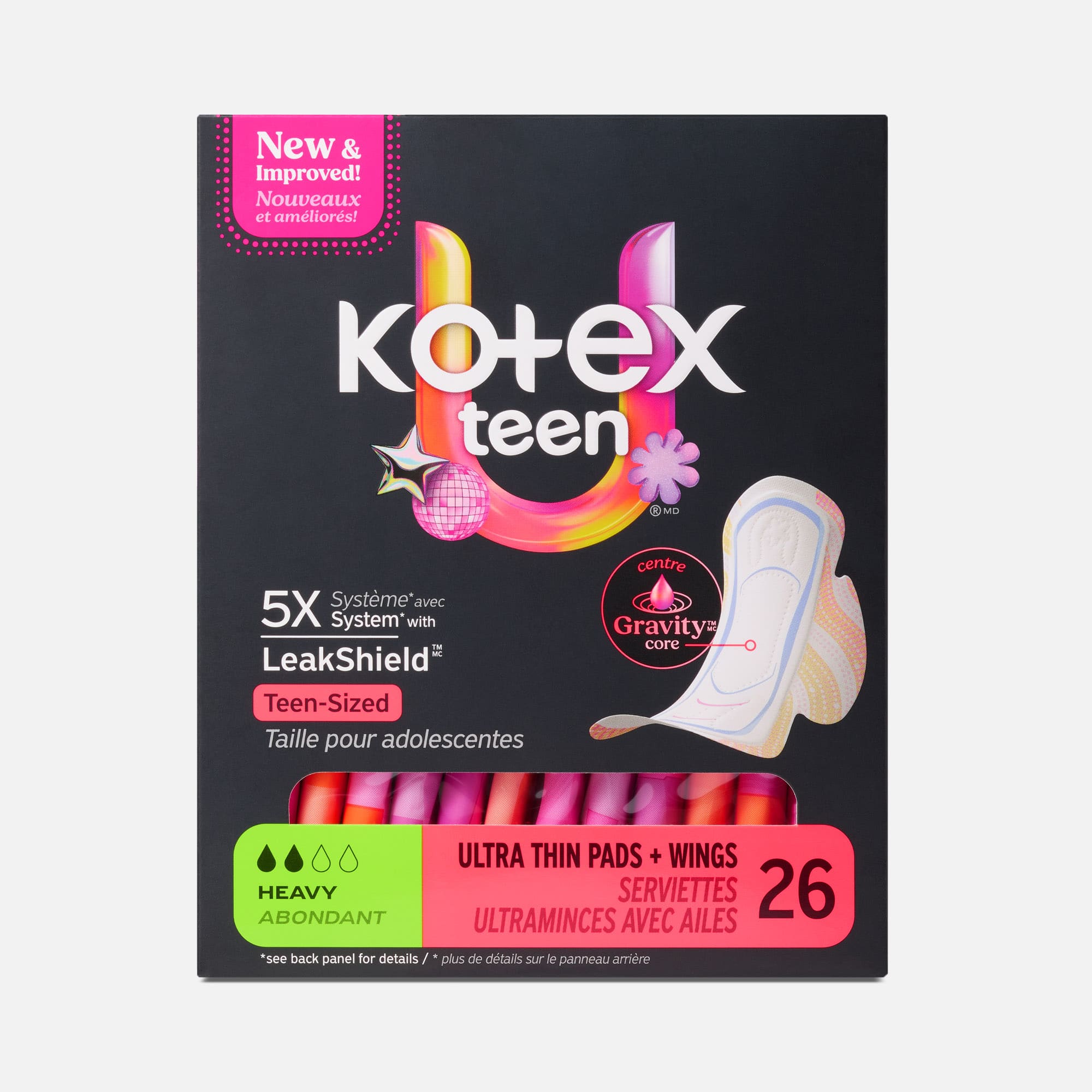 Kotex® Ultra Thin Teen Pads with Wings, Heavy Absorbency, 26 ct.