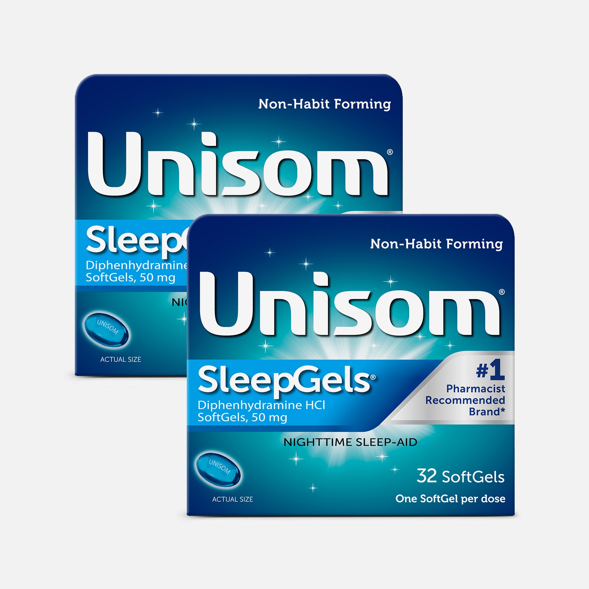 Unisom SleepGels, Maximum Strength Nighttime Sleep Aid, Softgels, 32 ct. (2-Pack)