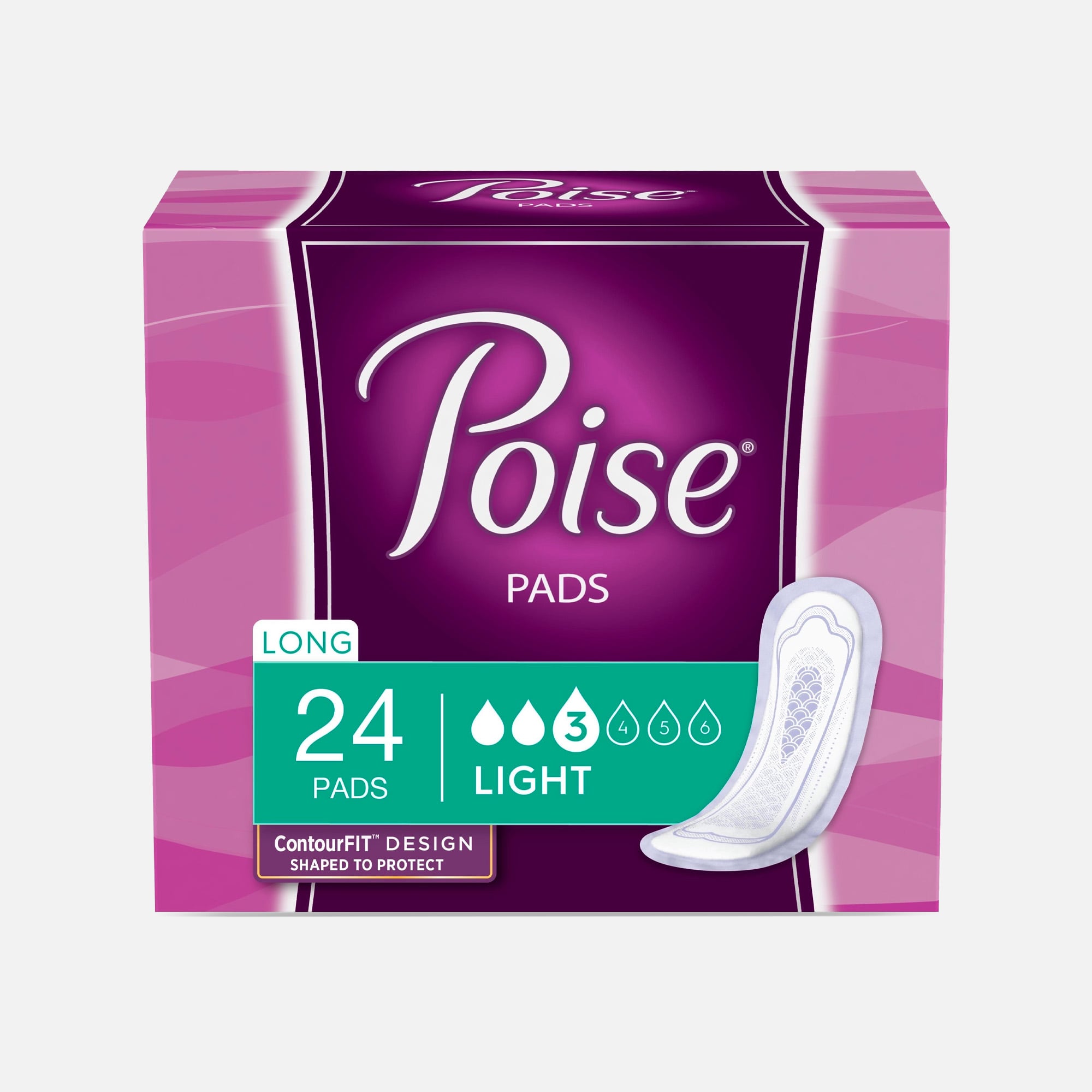 FSA Eligible  Poise Incontinence Pads, Ultra Thin Long 9.5 x 2.5, 24 ct.