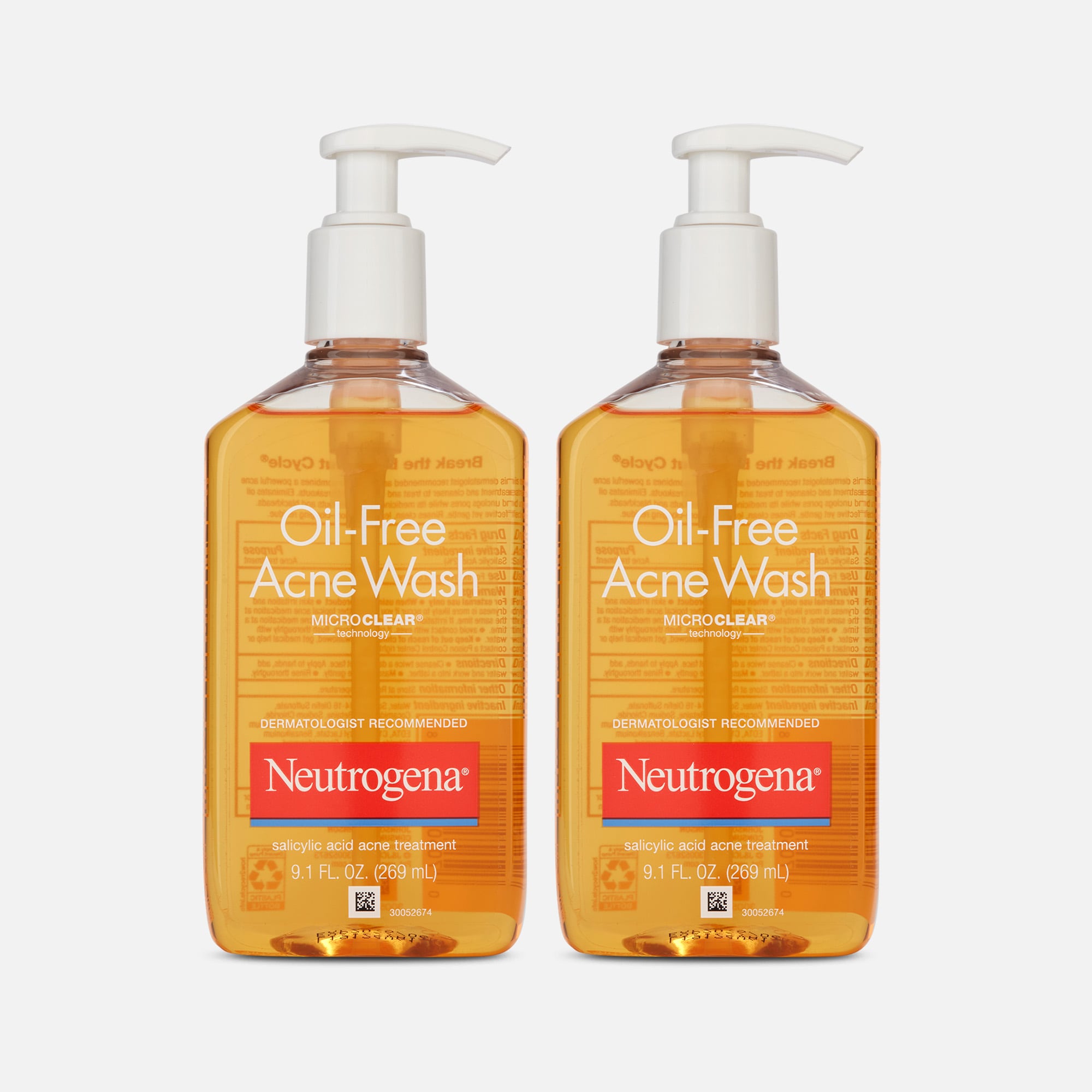 FSA Eligible Neutrogena Oil-Free Acne Facial Wash, Fragrance Free