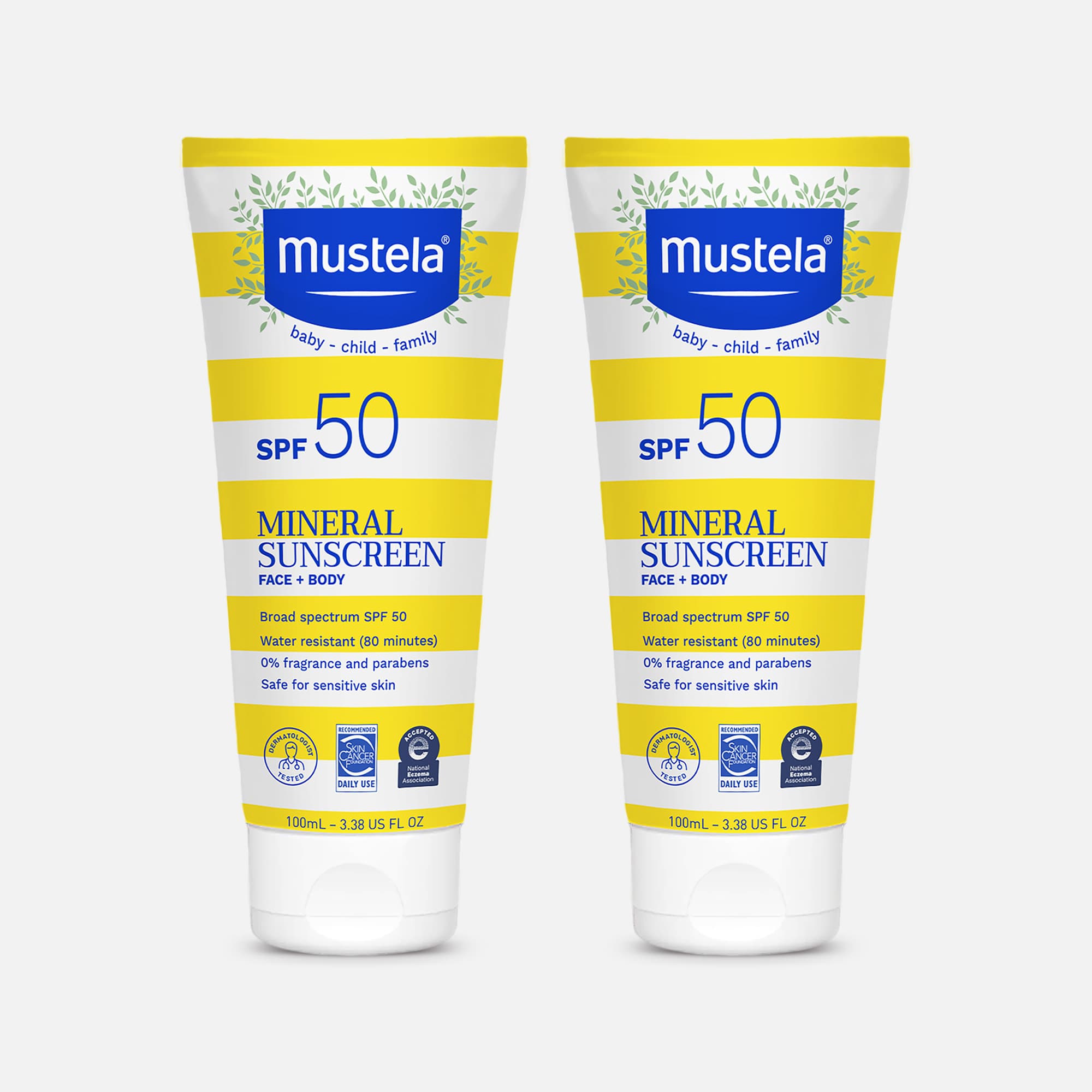 Mustela Mineral Sunscreen Lotion, SPF 50, 3.38 oz. (2-Pack)