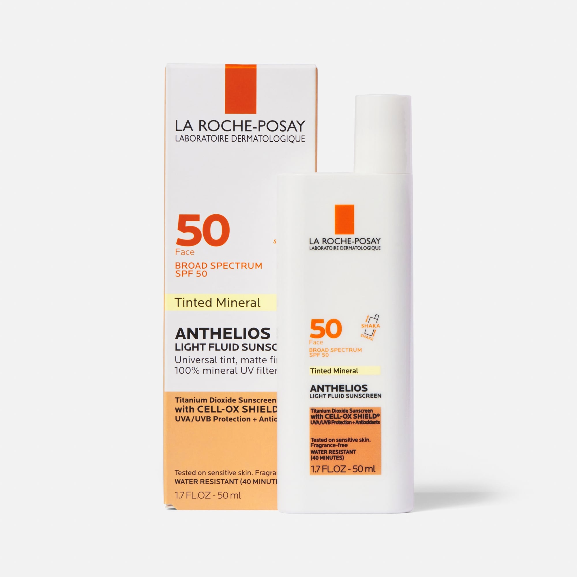 La Roche-Posay 50 Mineral Sunscreen Tinted for Face, Ultra-Light Fluid SPF 50 with Antioxidants, 1.7 oz.