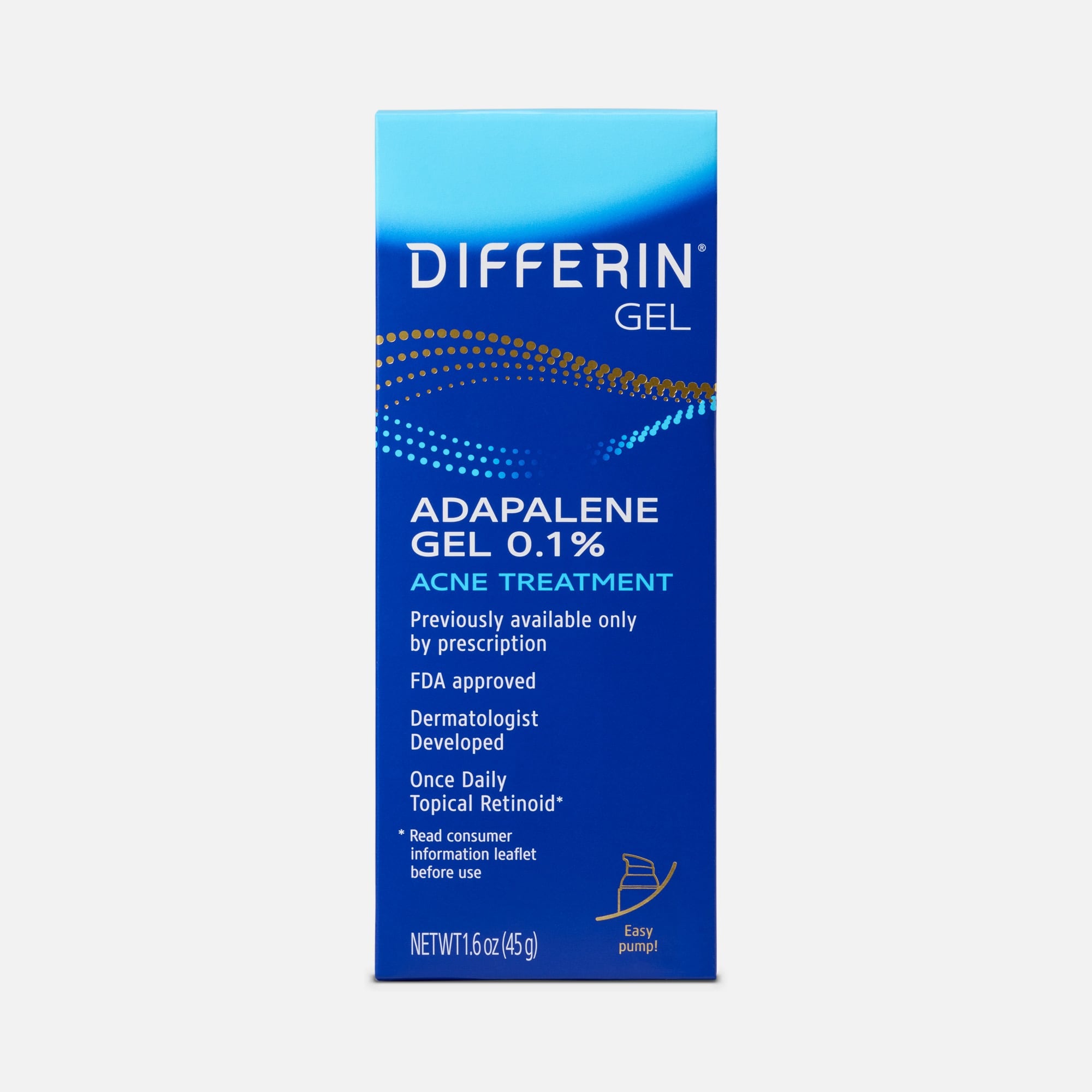 Differin 0.1% Adapalene Treatment Gel with Pump, 45g