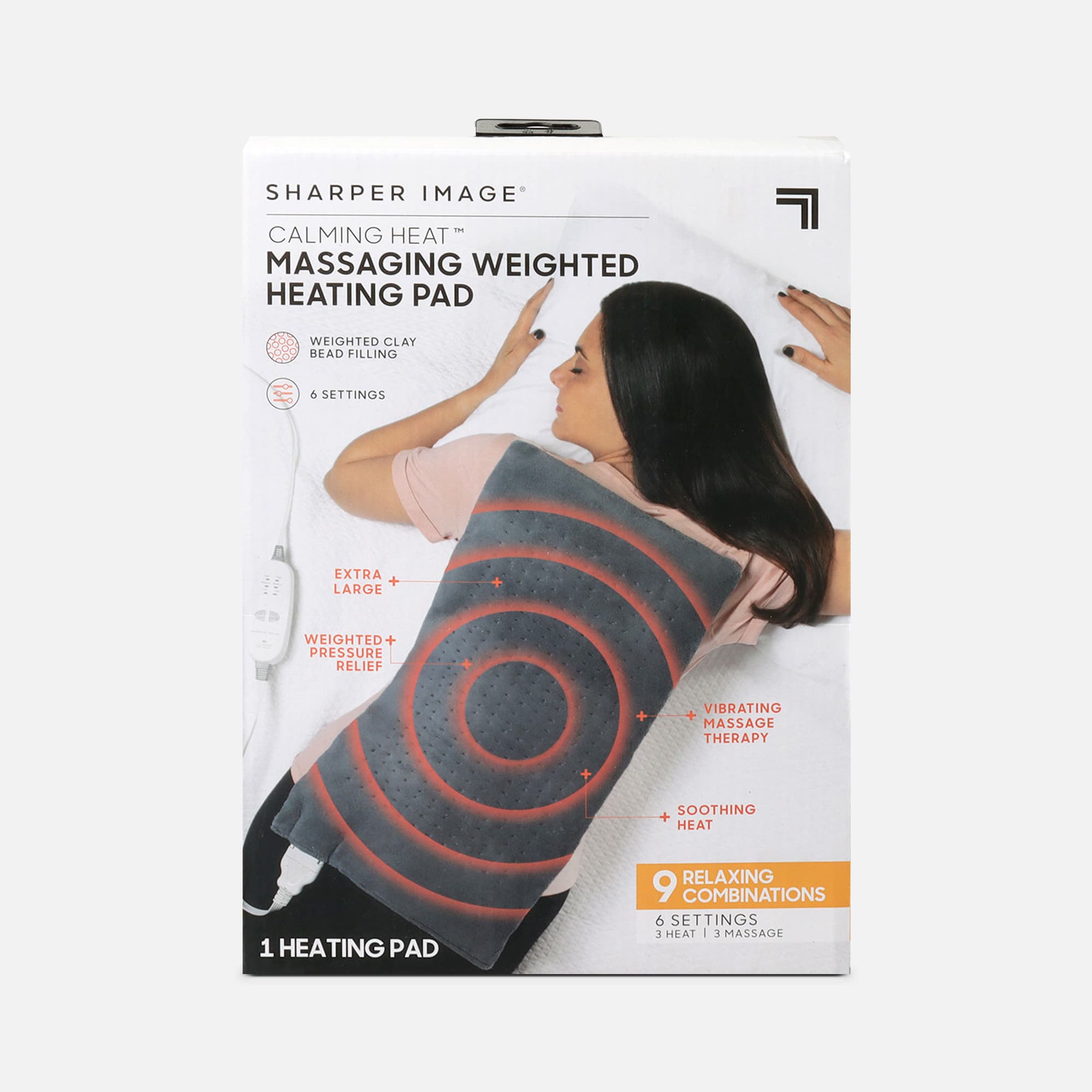 Sharper Image Calming Heat Massaging Weighted Heating Pad 12 x 24 4 lbs