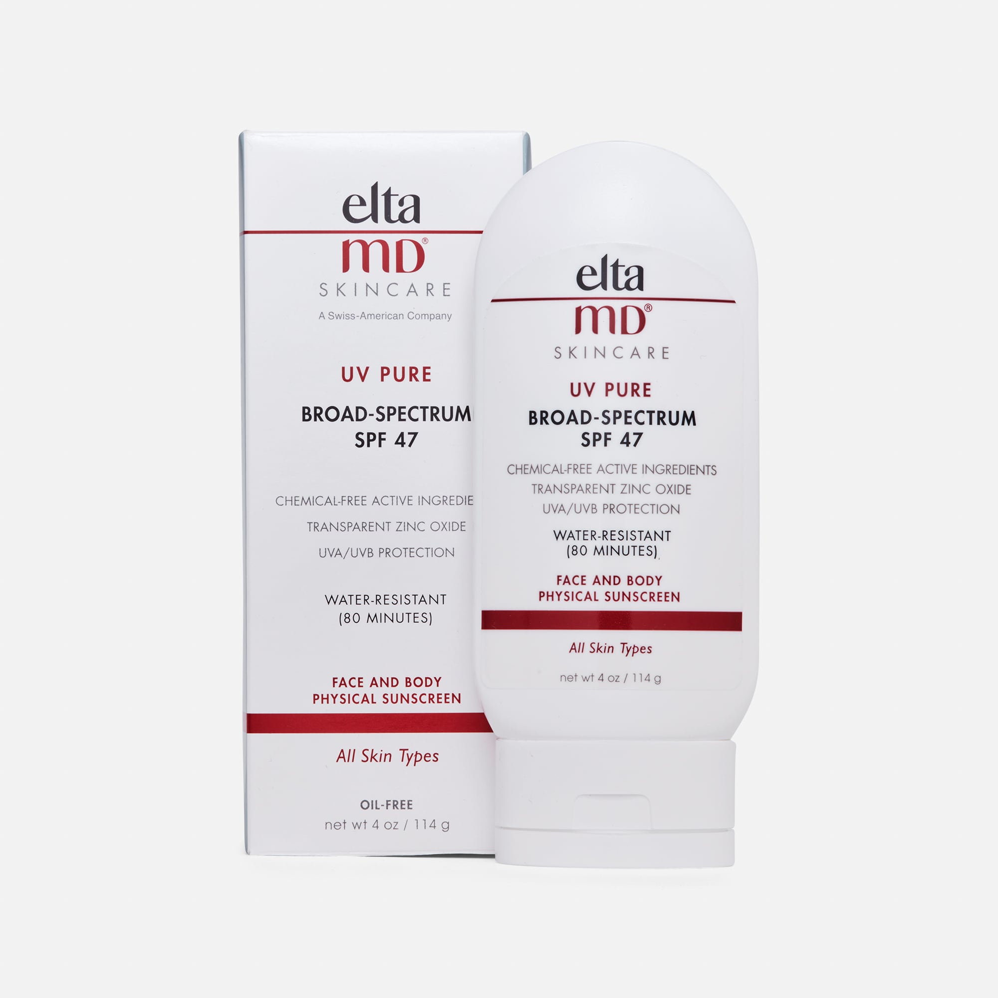 EltaMD UV Pure Broad-Spectrum Mineral Face & Body Sunscreen, SPF 47, 4 oz.