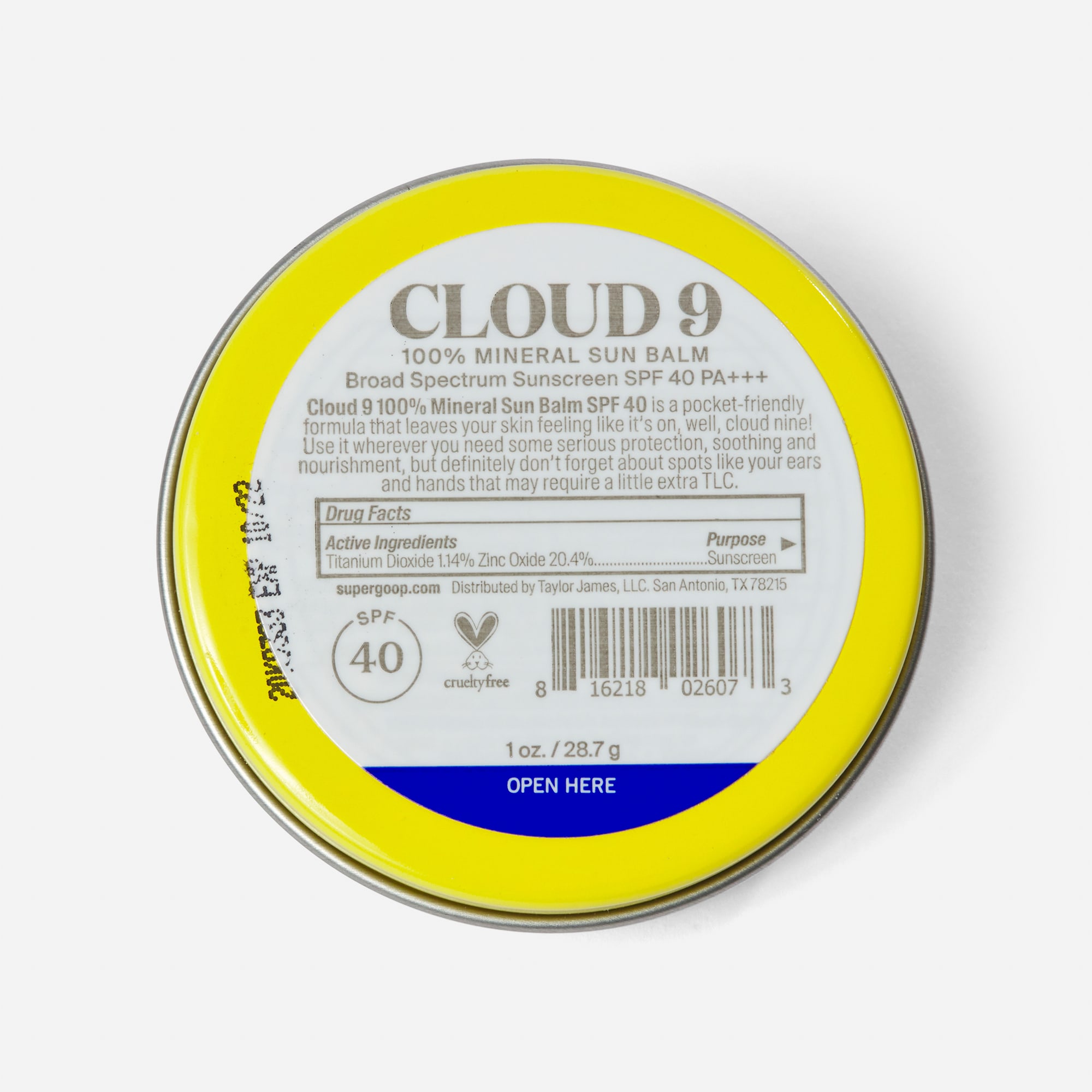 Supergoop Cloud 9 100 Mineral Sun Balm Spf 40 1 Oz