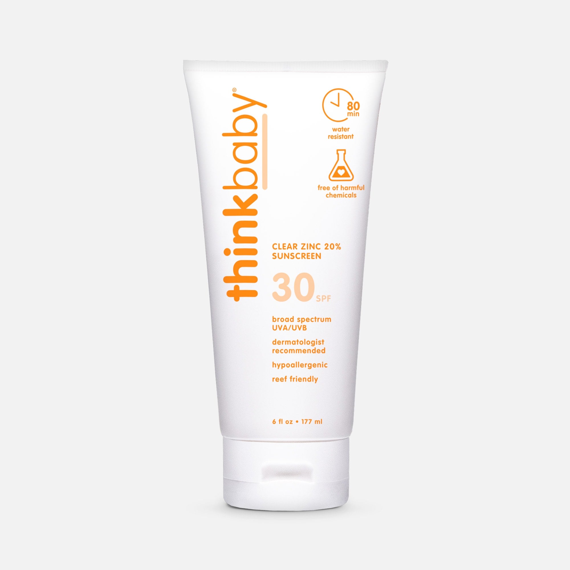 thinkbaby SPF 30 Clear Zinc Sunscreen, 6 fl oz.