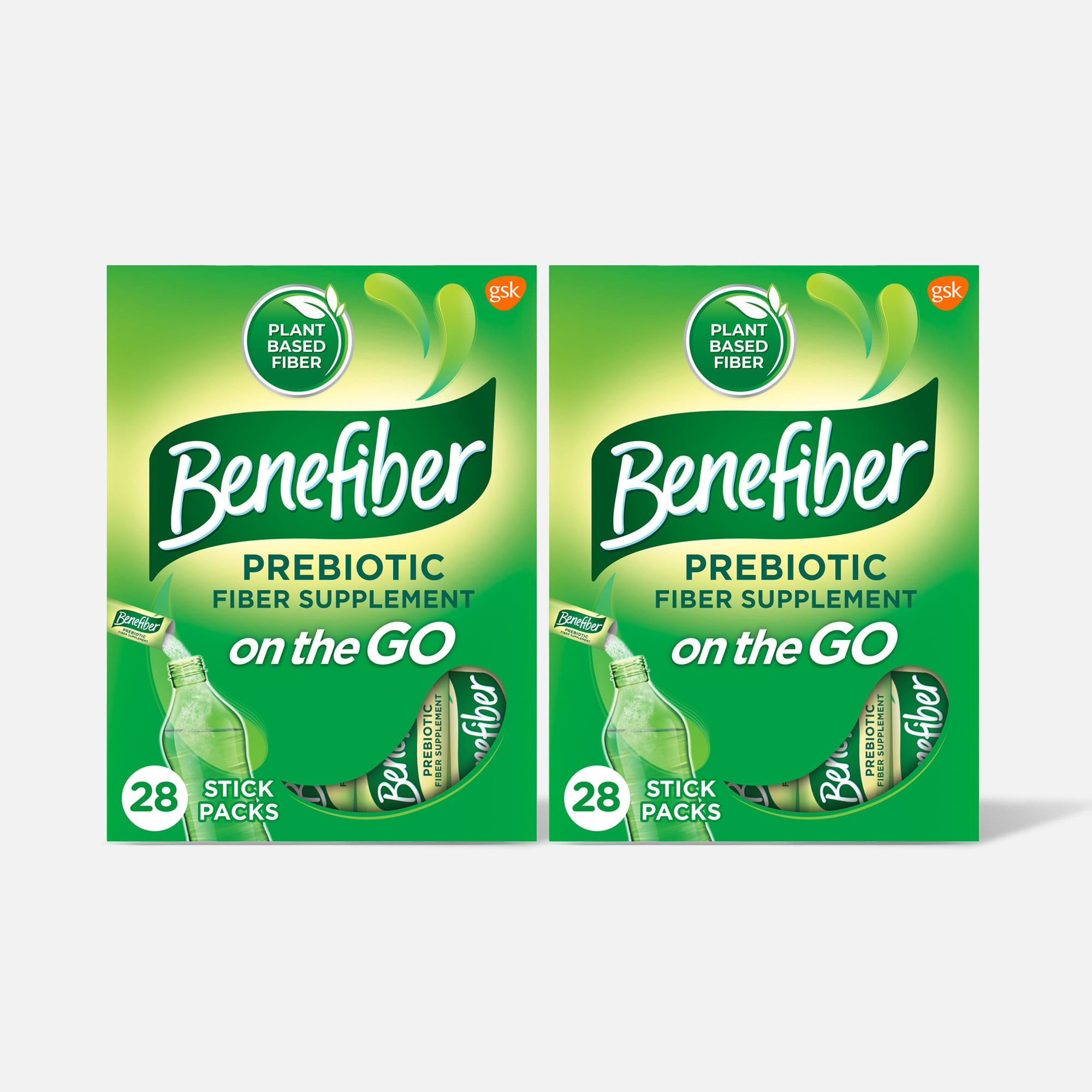 Benefiber On The Go Prebiotic Daily Fiber Supplement Powder Sticks, For Digestive Health, Unflavored, 28 ct. (2-Pack)