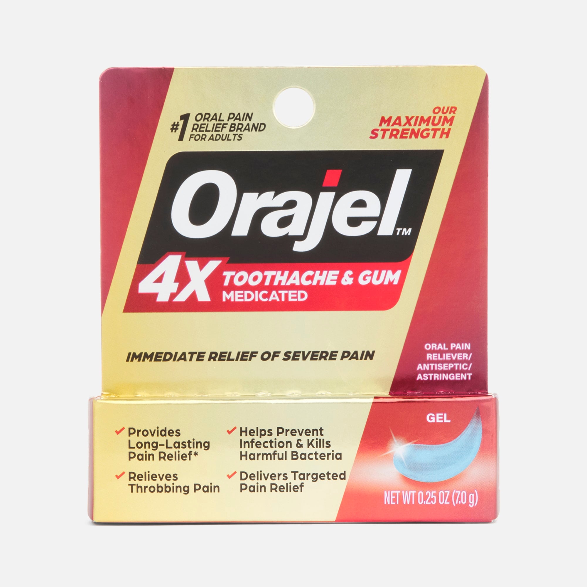 Orajel 4X Medicated For Toothache and Gum, Gel .25 oz.