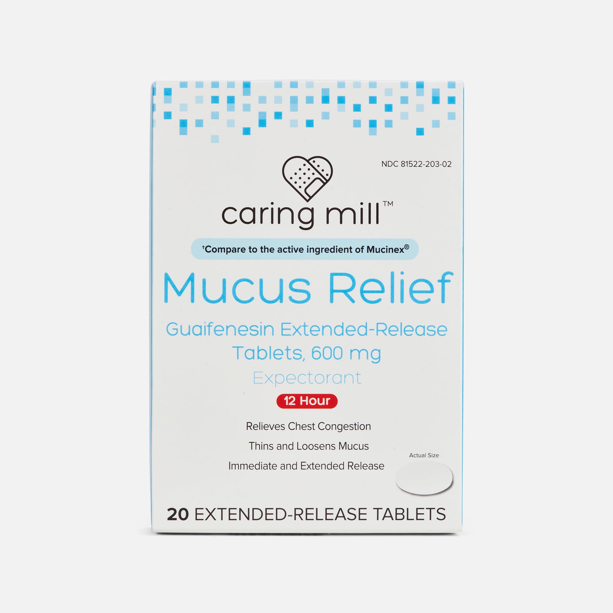Caring Mill™ Mucus Relief Guaifenesin Extended-Release Tablets, 600mg