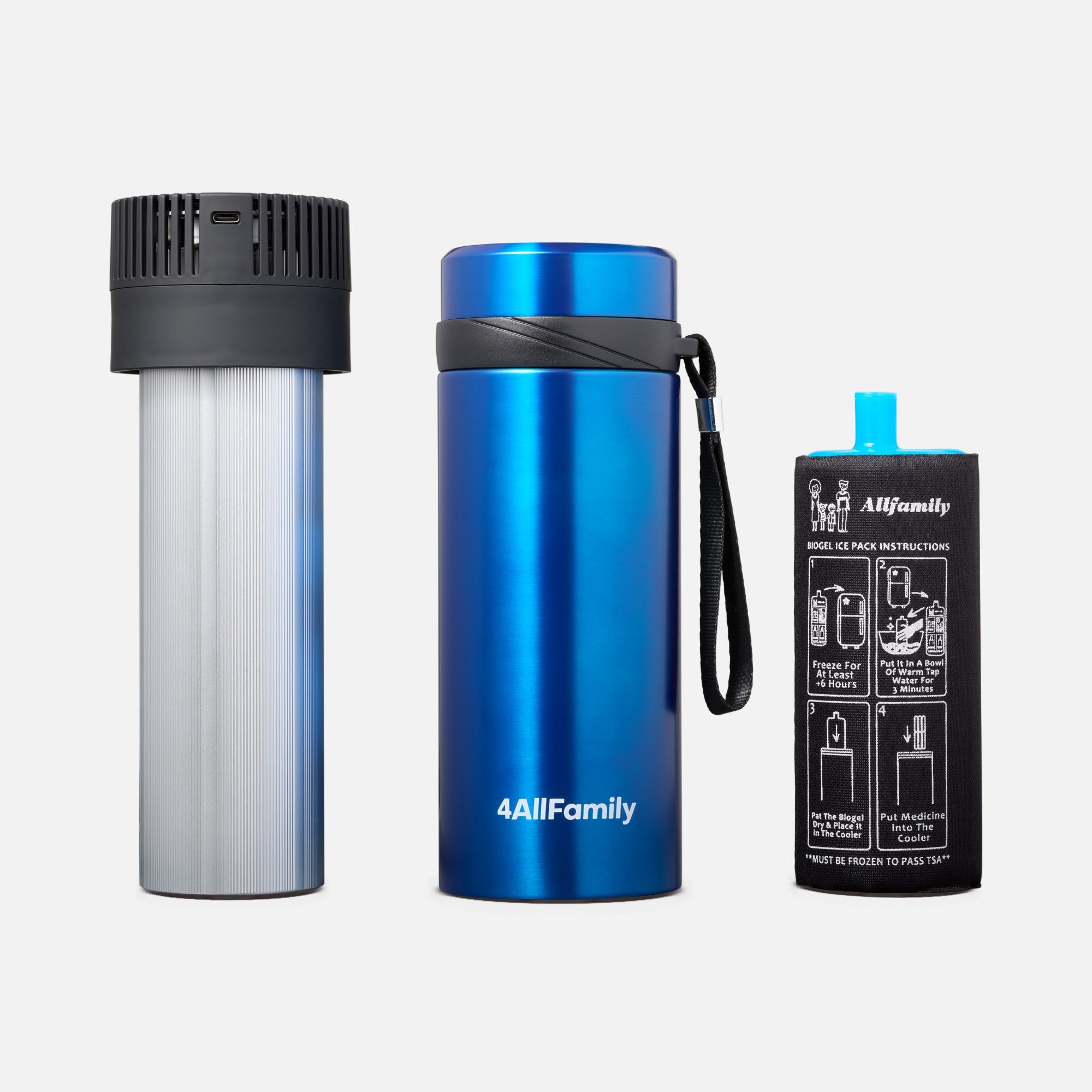 4AllFamily Voyager Large Insulin Travel Case Cooler, USB or Ice Pack Cooling, TSA-Compliant