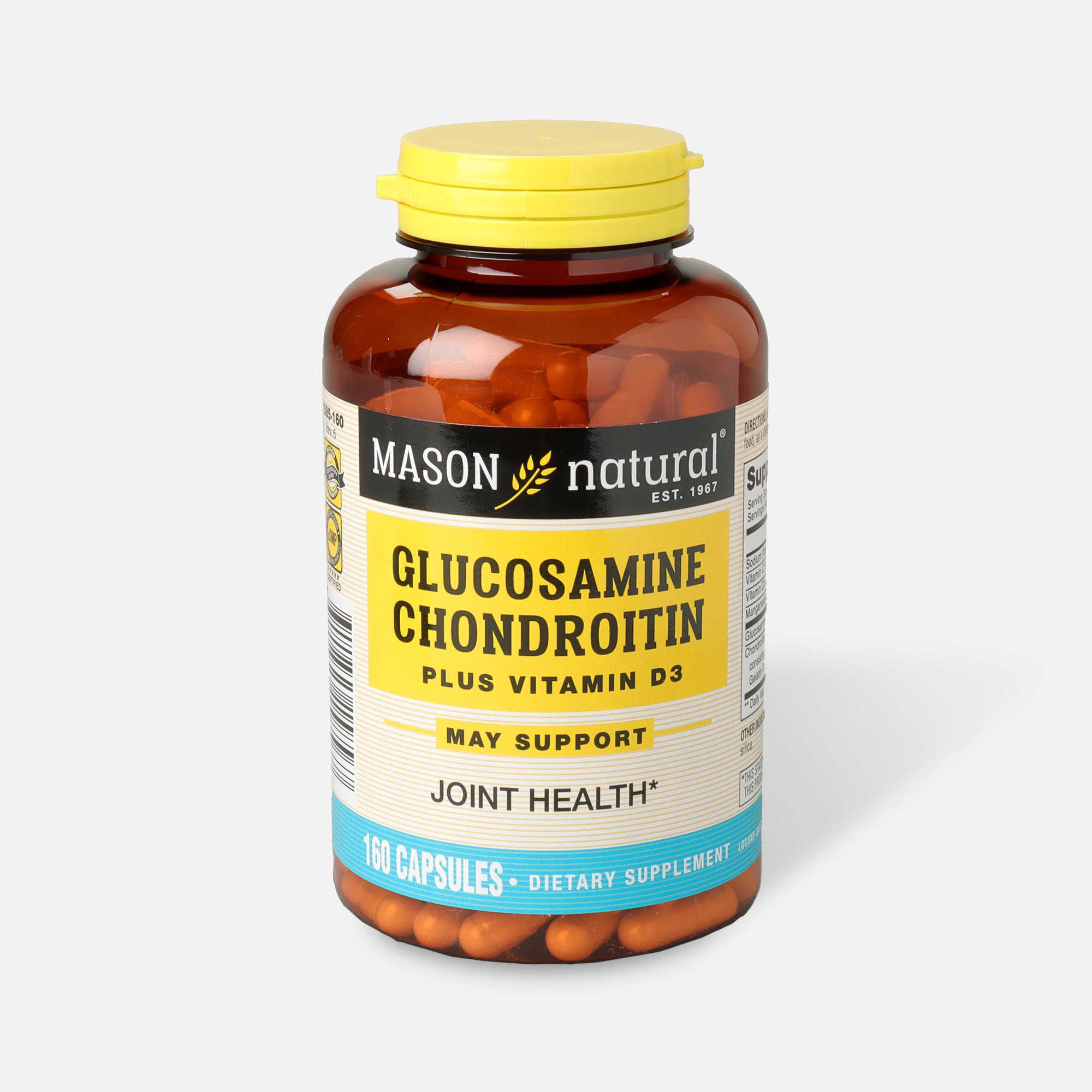 Mason Natural Glucosamine Chondroitin Plus Vitamin D3 2000IU, Capsules, 160  ct.