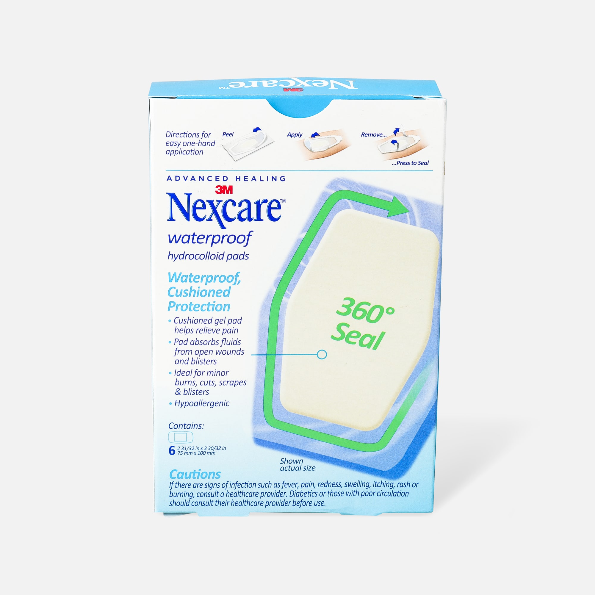 Nexcare Advanced Healing Waterproof Hydrocolloid Pads, XL - 6 ct