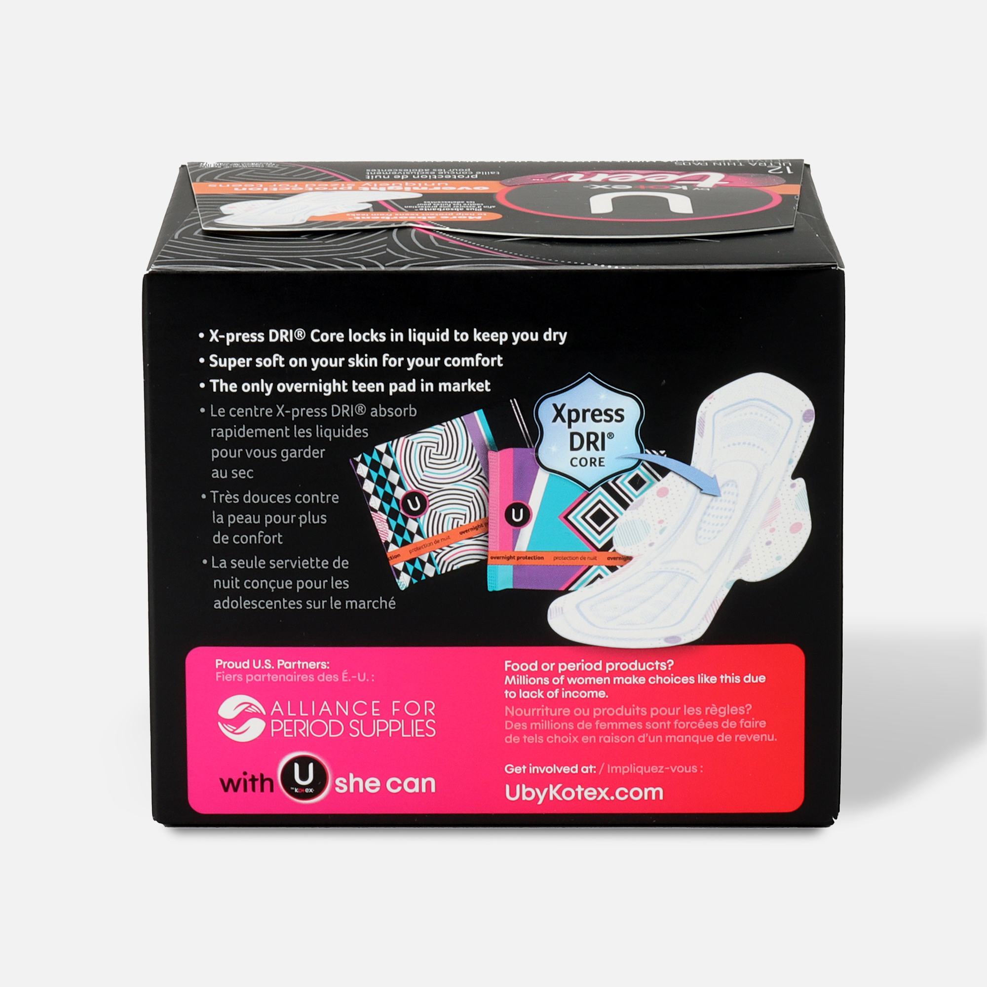 U By Kotex Super Premium Ultra Thin Overnight With Wings Teen Pad 12ct