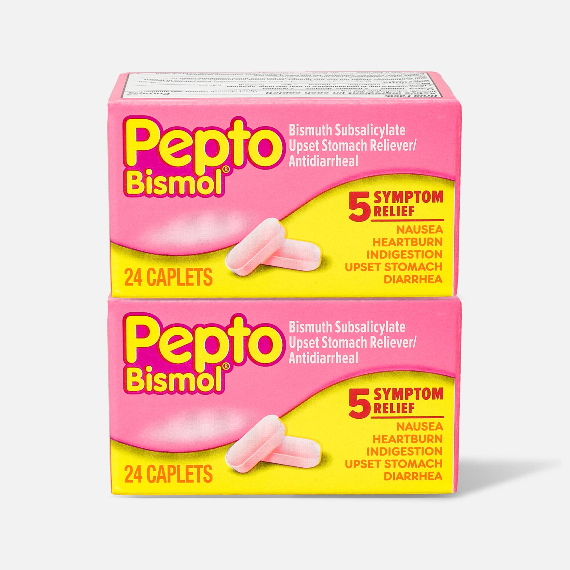 Pepto Caplets, Unflavored, 24 ct. (2-Pack)